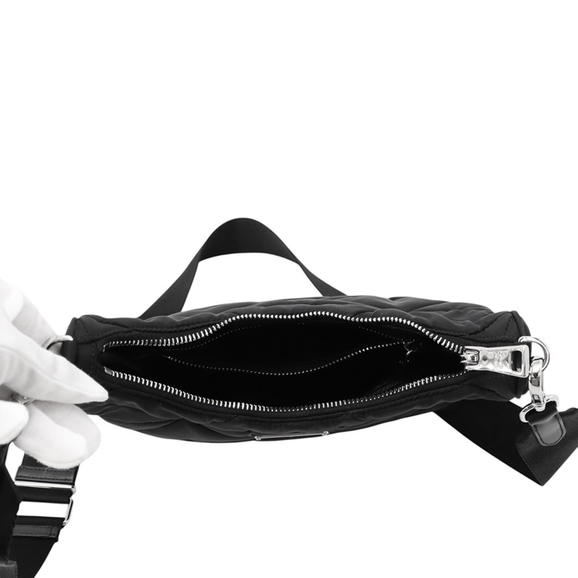 Prada Black Nylon Canvas Handbag Shoulder Bag (Pre-Owned)