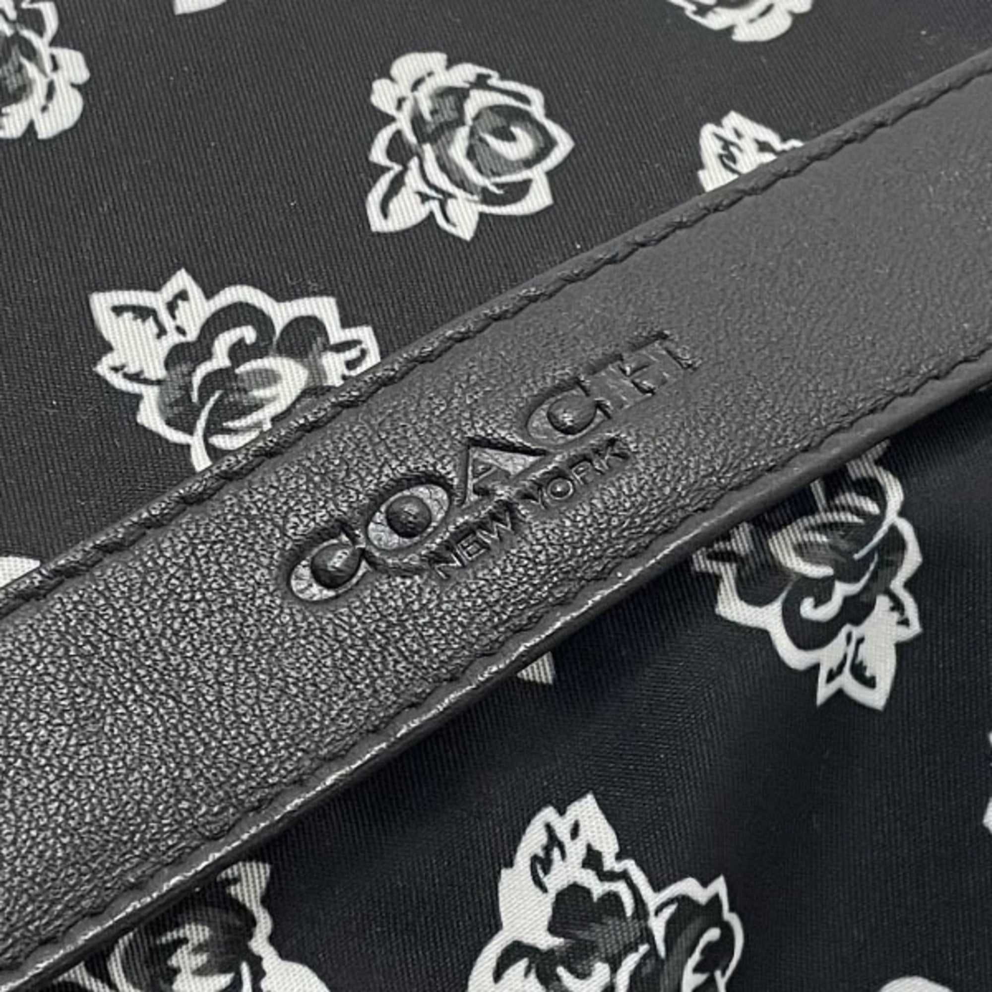 Coach Black White Nylon Leather Backpack (Pre-Owned)