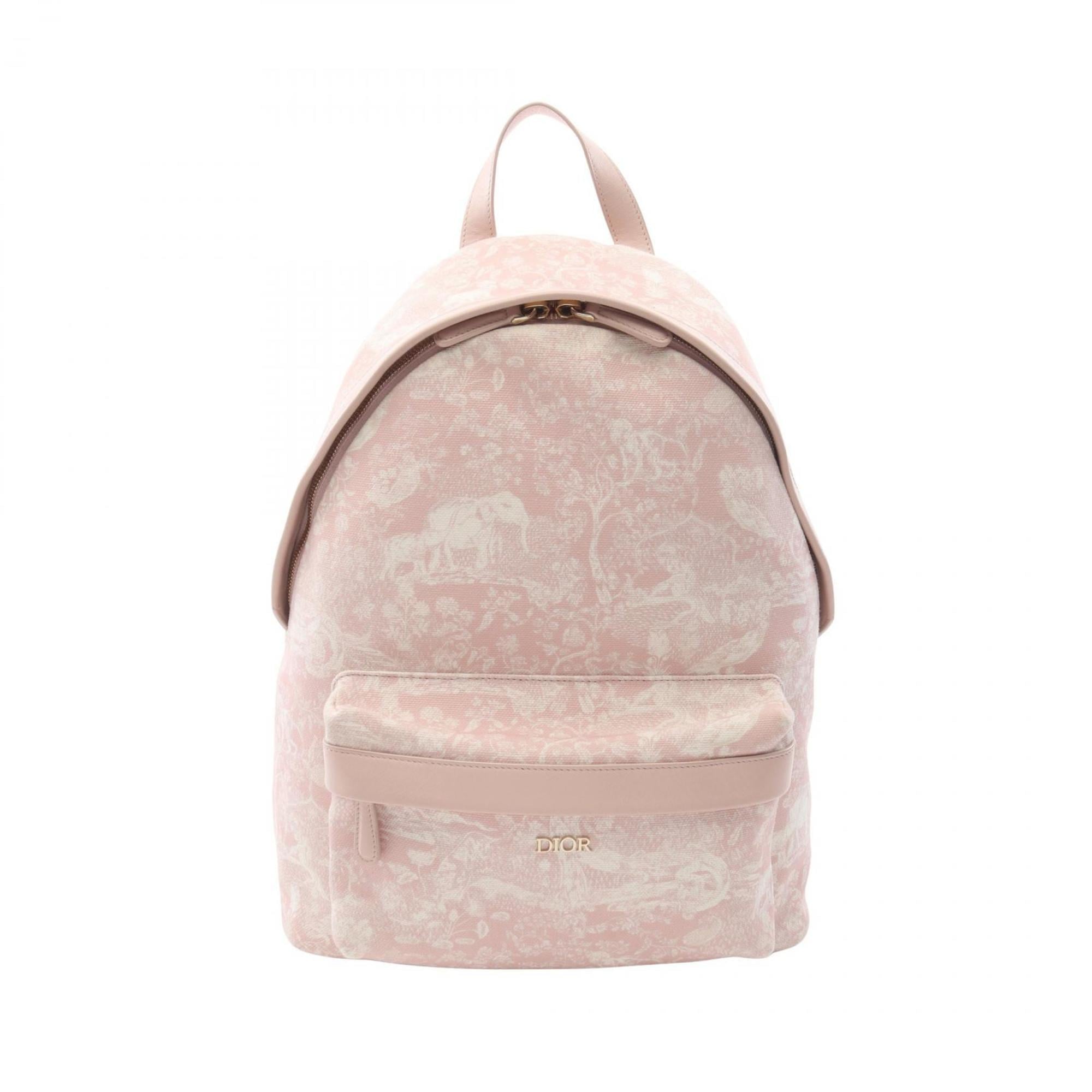 Christian Dior Pink Canvas Leather Backpack (Pre-Owned)