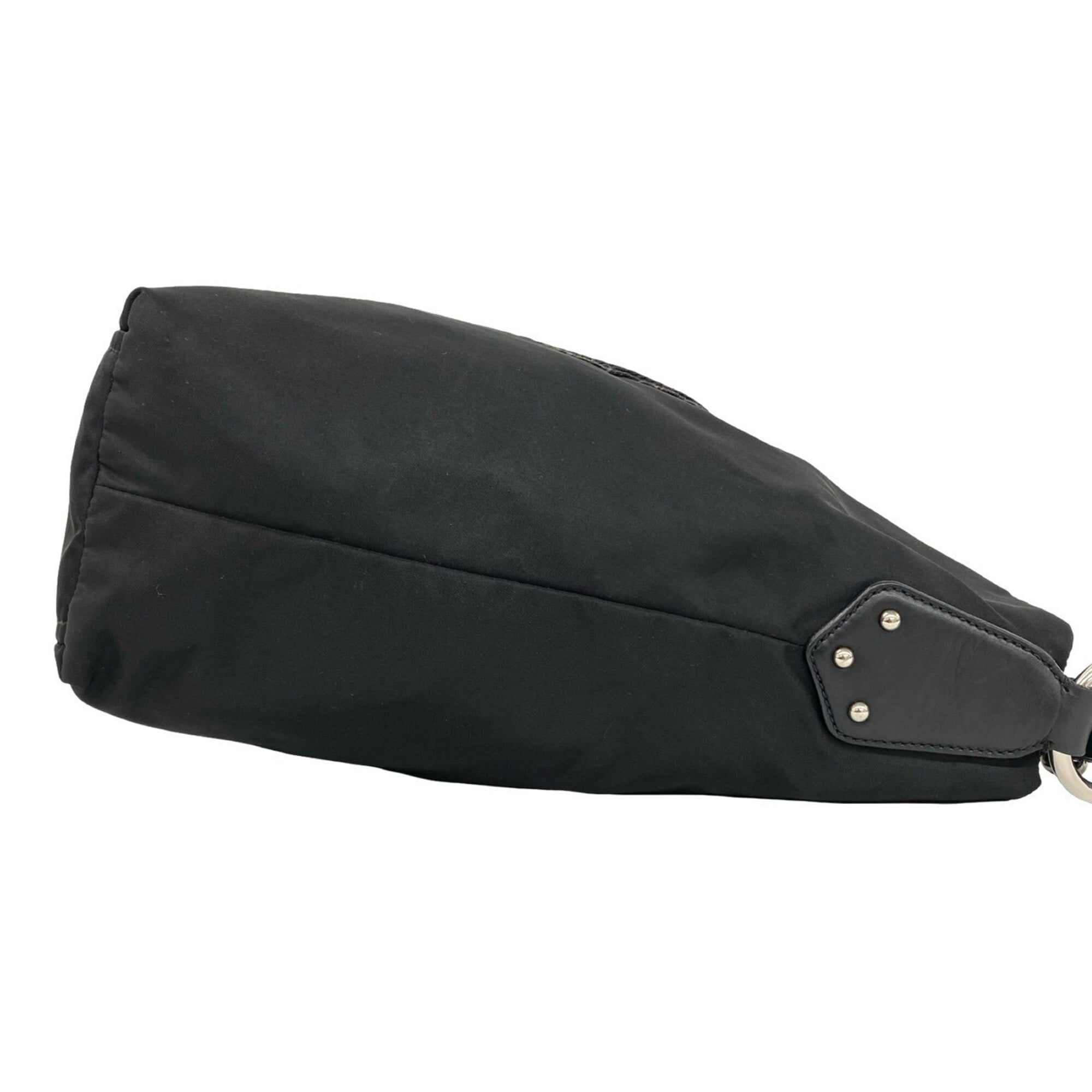 Prada Black Nylon Leather Boston Bag Shoulder Bag Tote Bag (Pre-Owned)