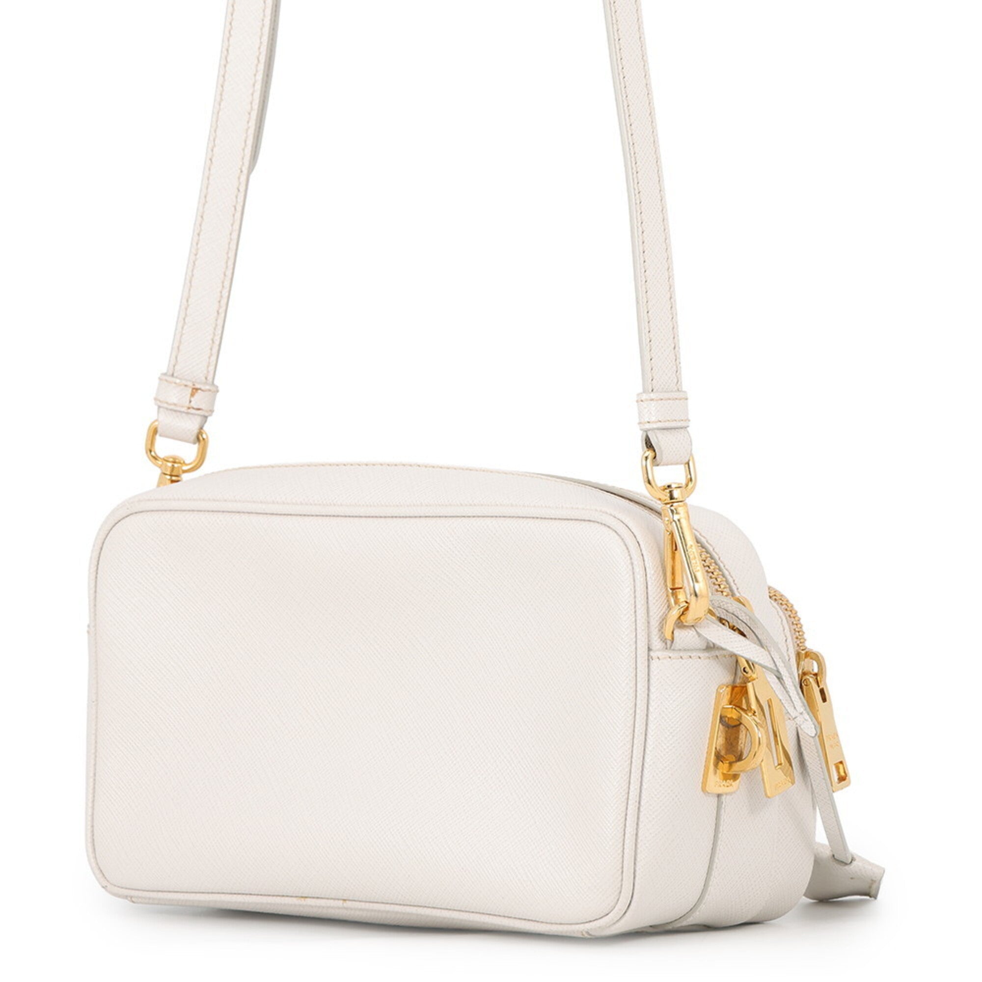 Prada White Leather Handbag Shoulder Bag (Pre-Owned)