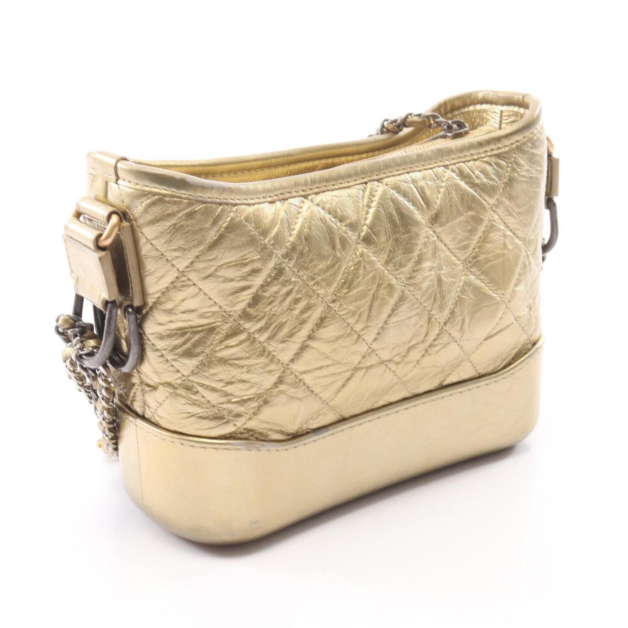 Chanel Gold Leather Handbag Shoulder Bag (Pre-Owned)