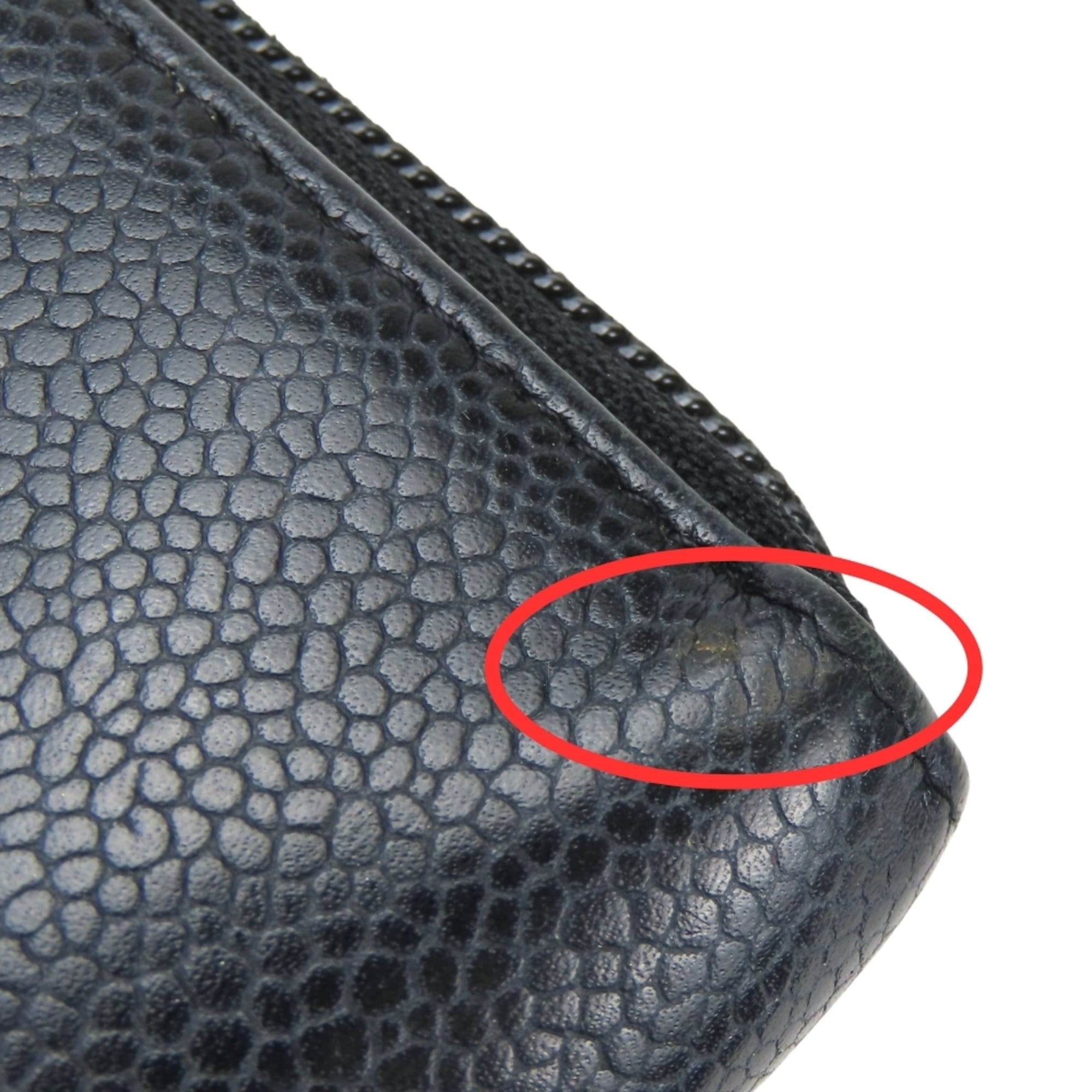 Chanel Black Grained Calfskin Long Wallet (Bi-Fold) (Pre-Owned)