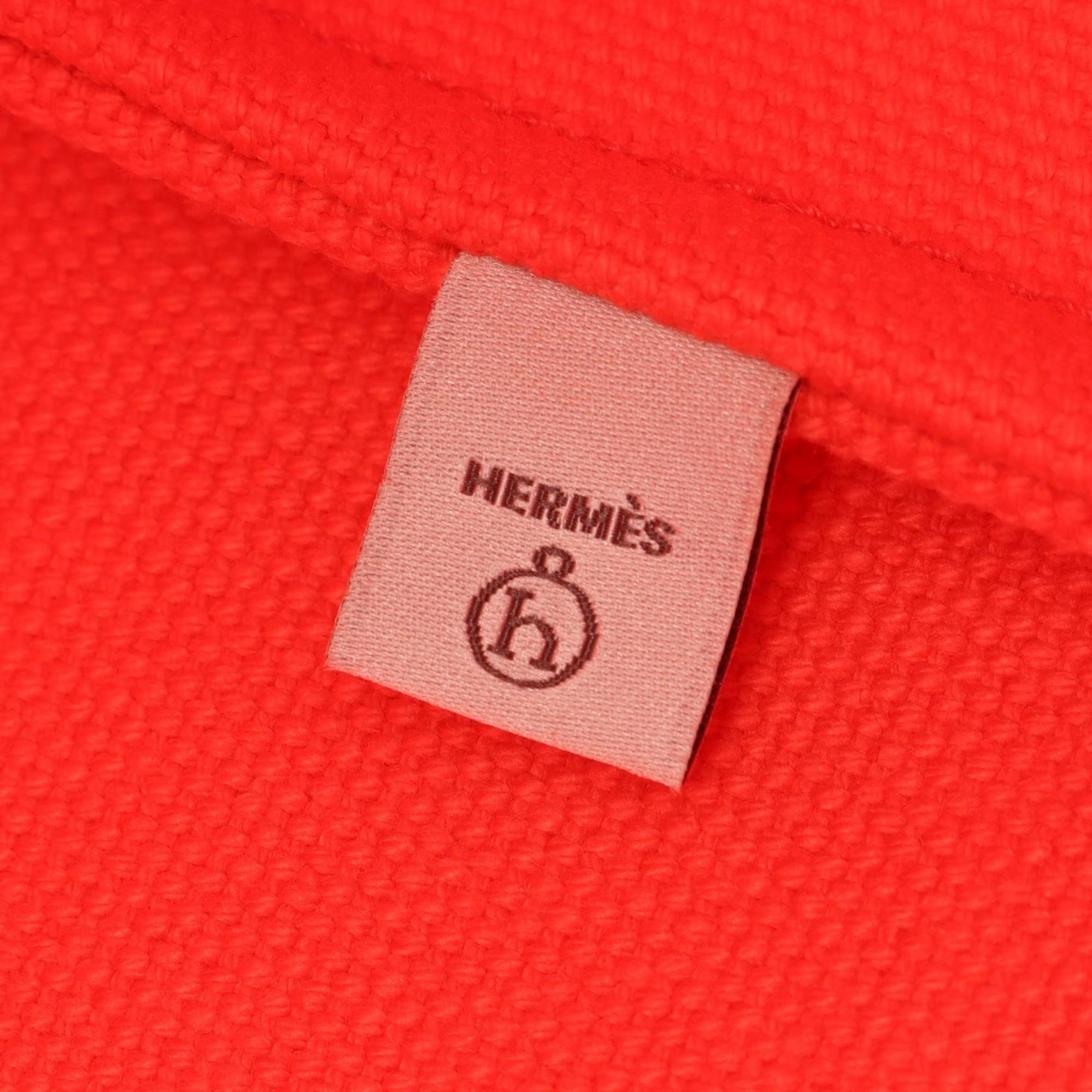 Hermes Brown Green Red Color Toile H Leather Tote Bag (Pre-Owned)
