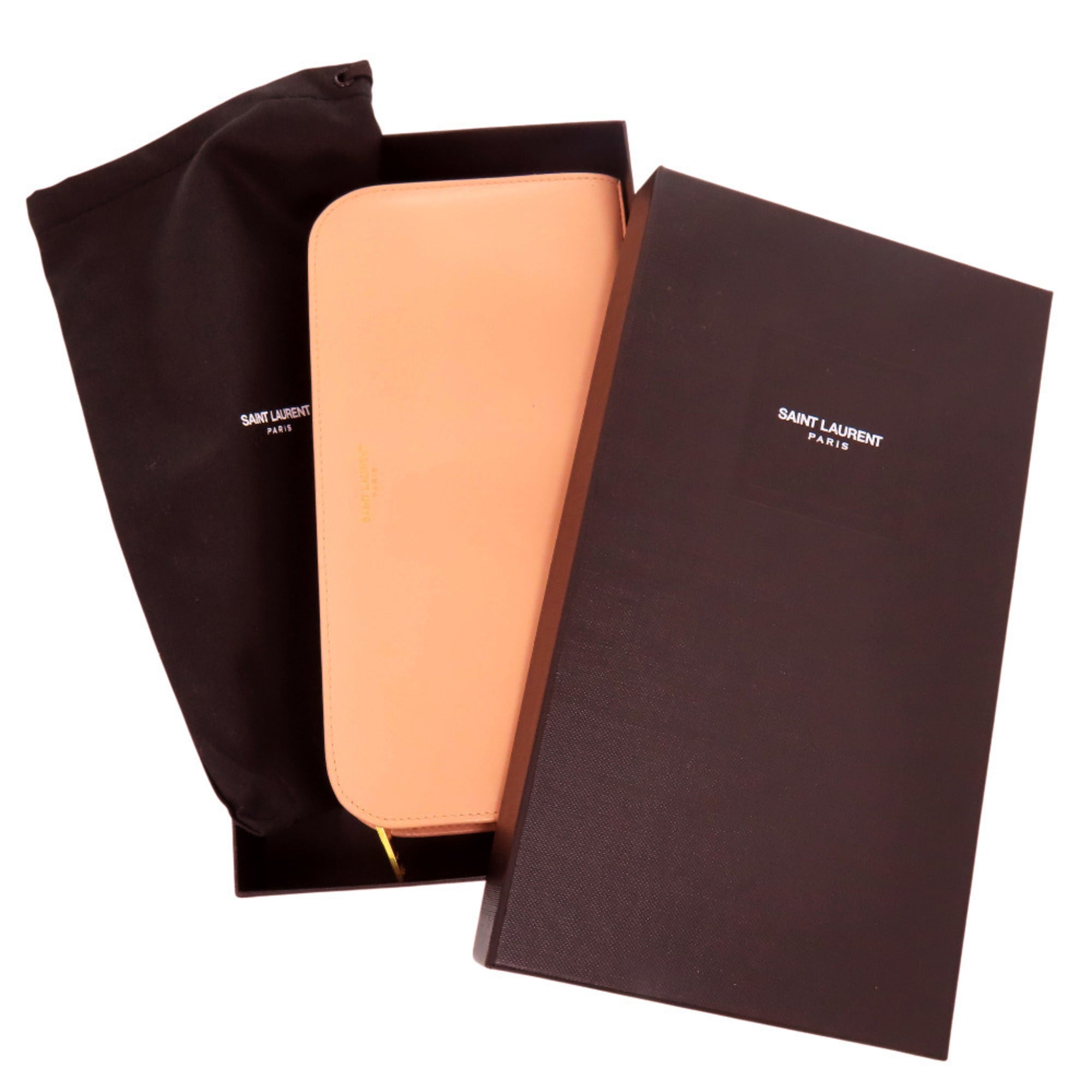 Yves Saint Laurent Salmon Pink Leather Long Wallet (Bi-Fold) (Pre-Owned)
