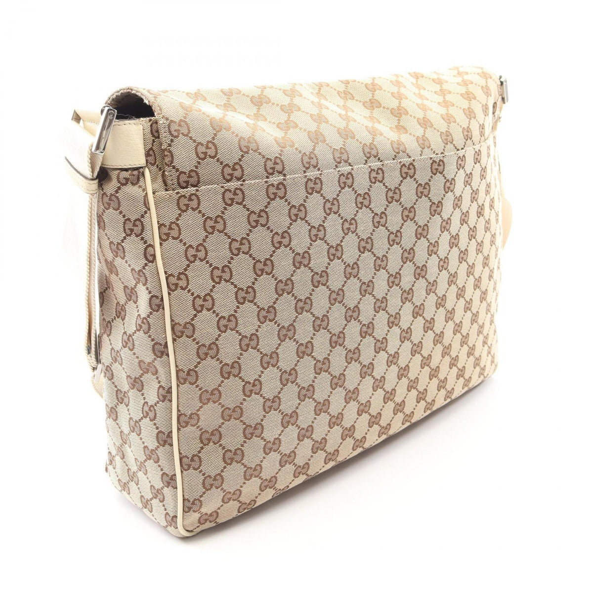 Gucci Beige Ivory Canvas Leather Handbag Shoulder Bag (Pre-Owned)