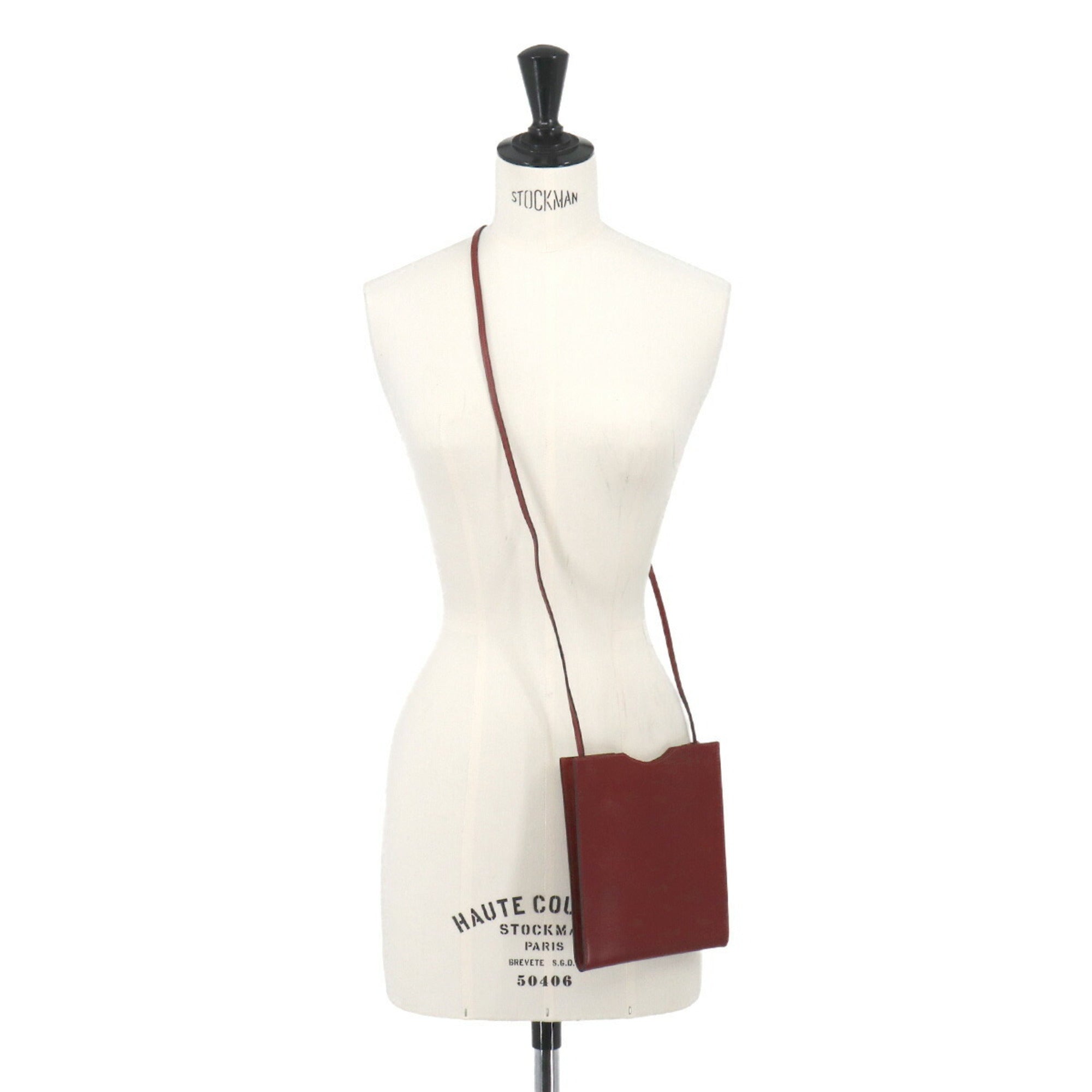 Hermes Rouge H Box Calf Leather Handbag Pochette Shoulder Bag (Pre-Owned)