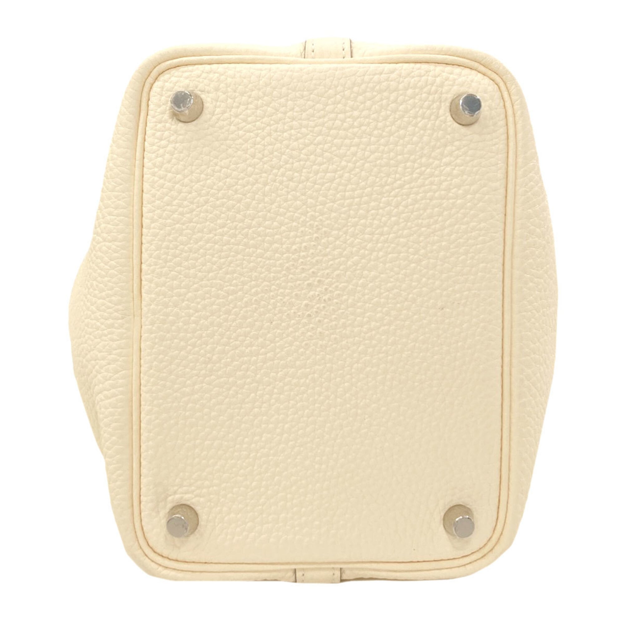 Hermes Picotin Cream Taurillon Clemence Leather Handbag (Pre-Owned)