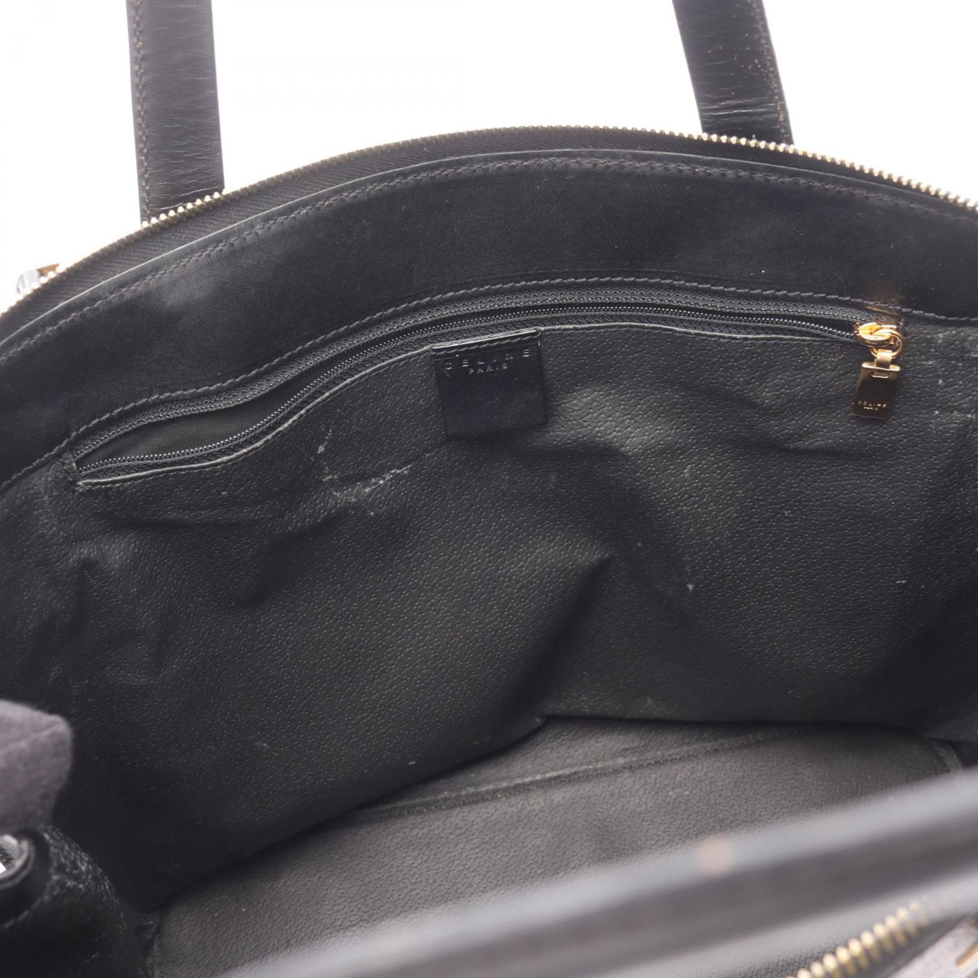Celine Black Brown Coated Canvas Leather Handbag Tote Bag (Pre-Owned)