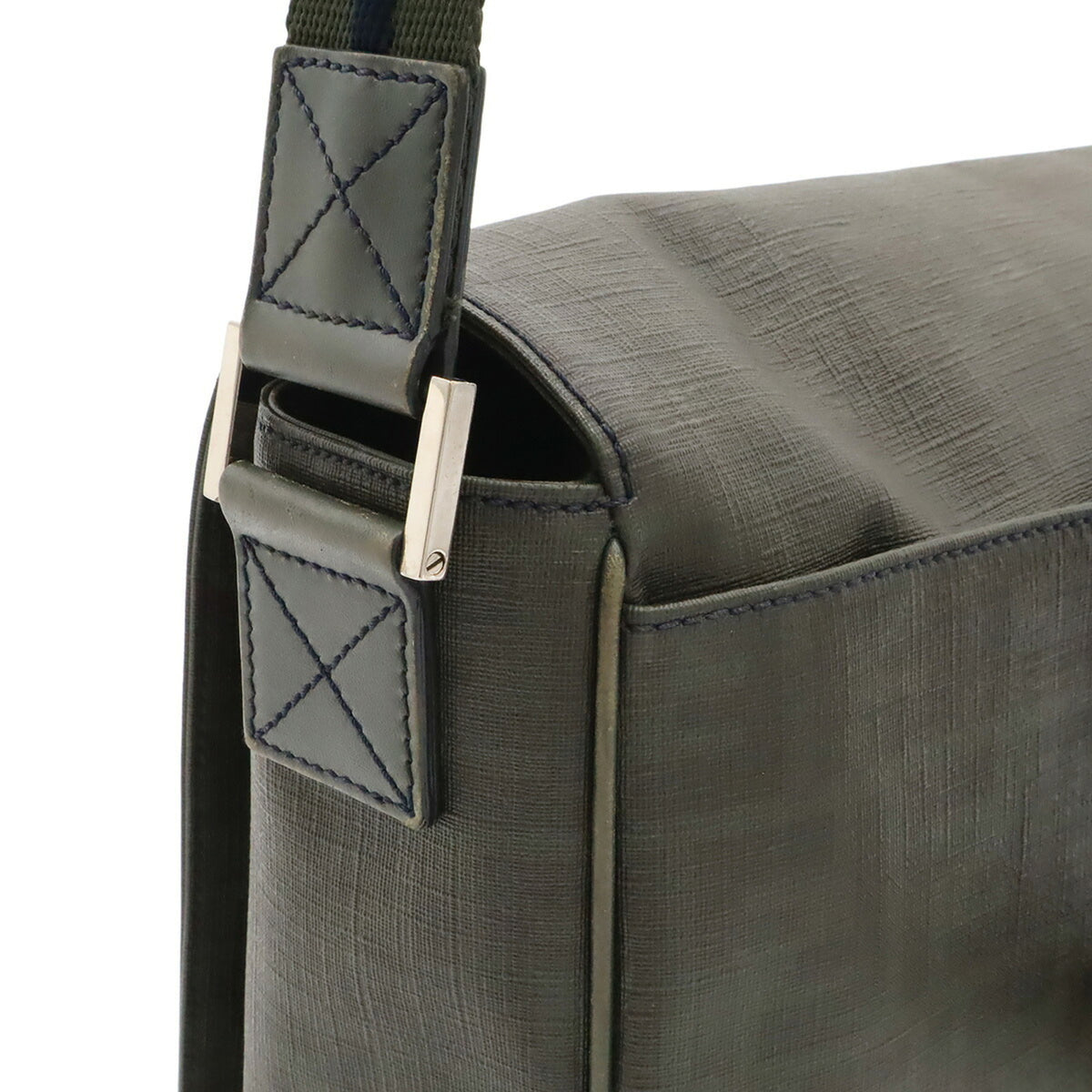 Fendi Zucca Brown Green Khaki Coated Canvas Leather Shoulder Bag (Pre-Owned)