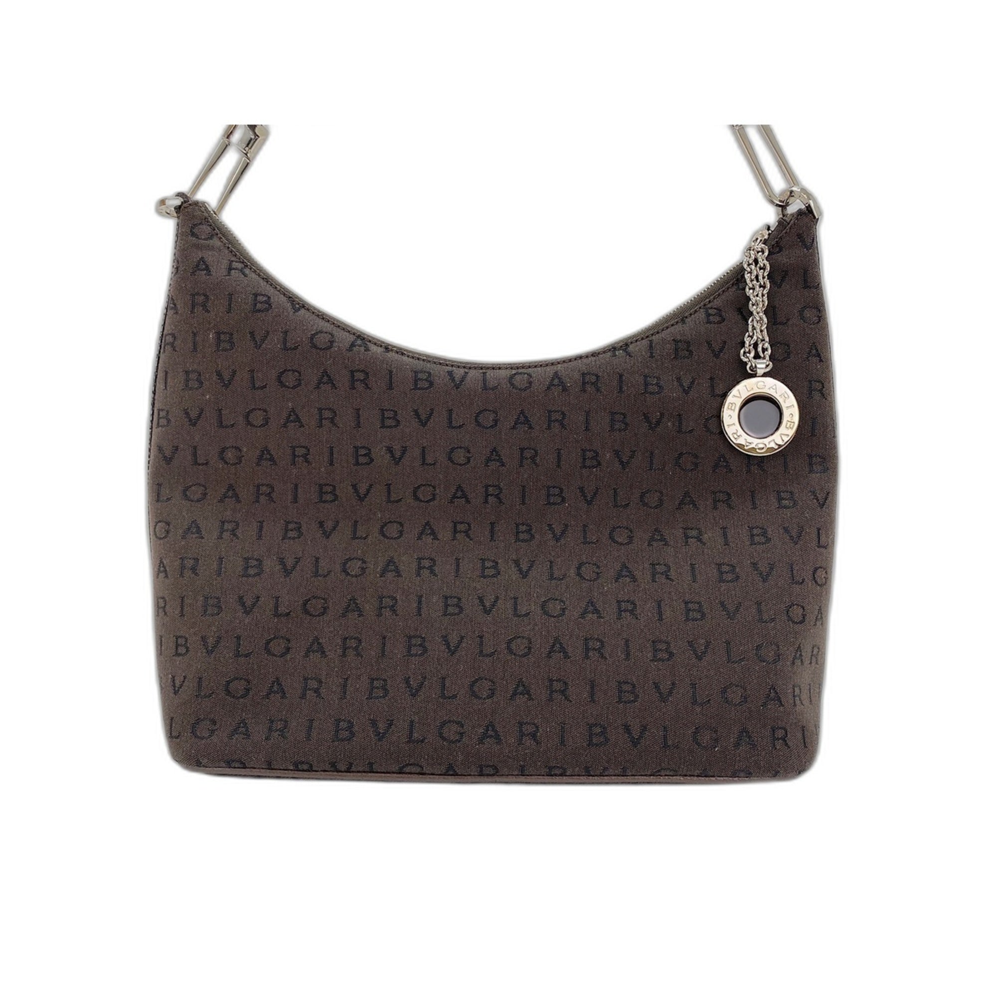 Bvlgari Logomania Brown Canvas Handbag (Pre-Owned)
