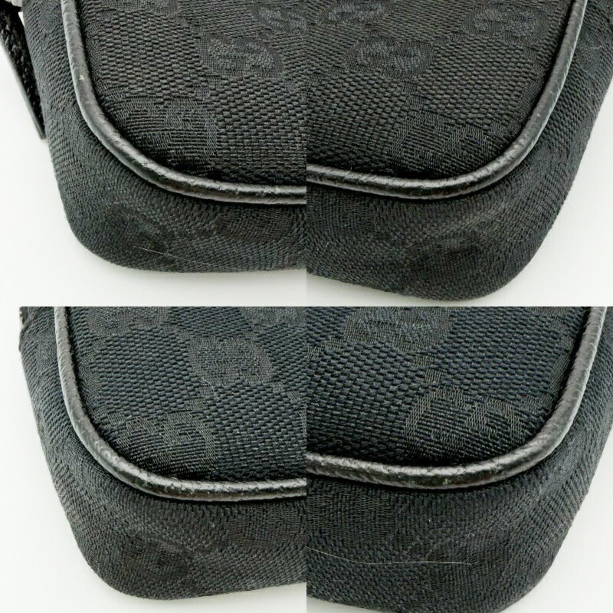 Gucci Gg Canvas Black Gg Canvas Leather Shoulder Bag (Pre-Owned)