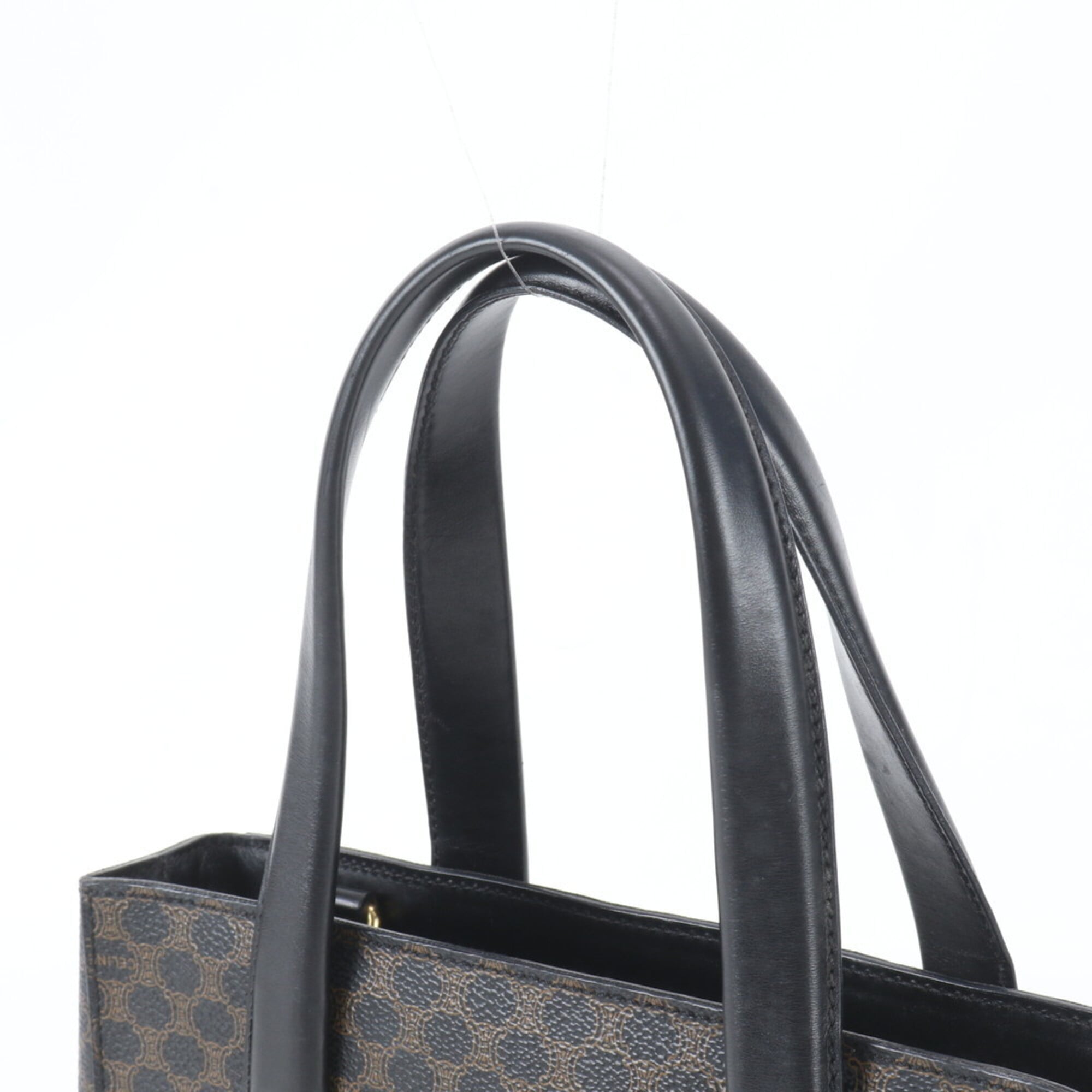 Celine Black Leather Coated Canvas Handbag Tote Bag (Pre-Owned)