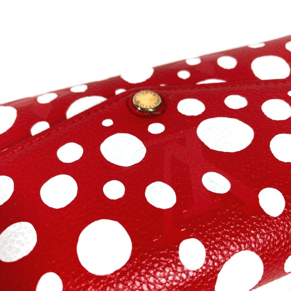 Louis Vuitton Red Color White Leather Long Wallet (Bi-Fold) (Pre-Owned)
