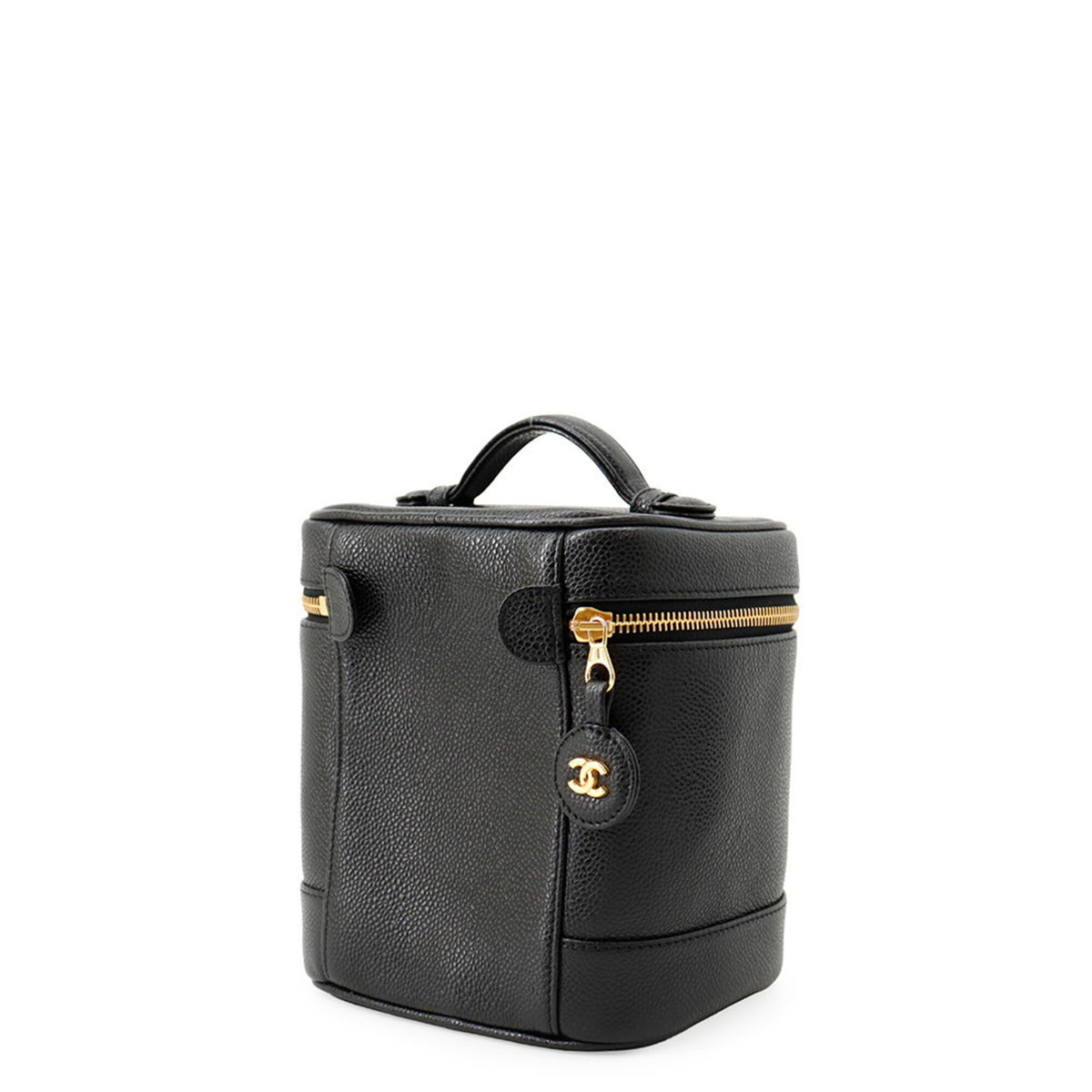 Chanel Black Grained Calfskin Handbag Pouch Vanity Bag (Pre-Owned)
