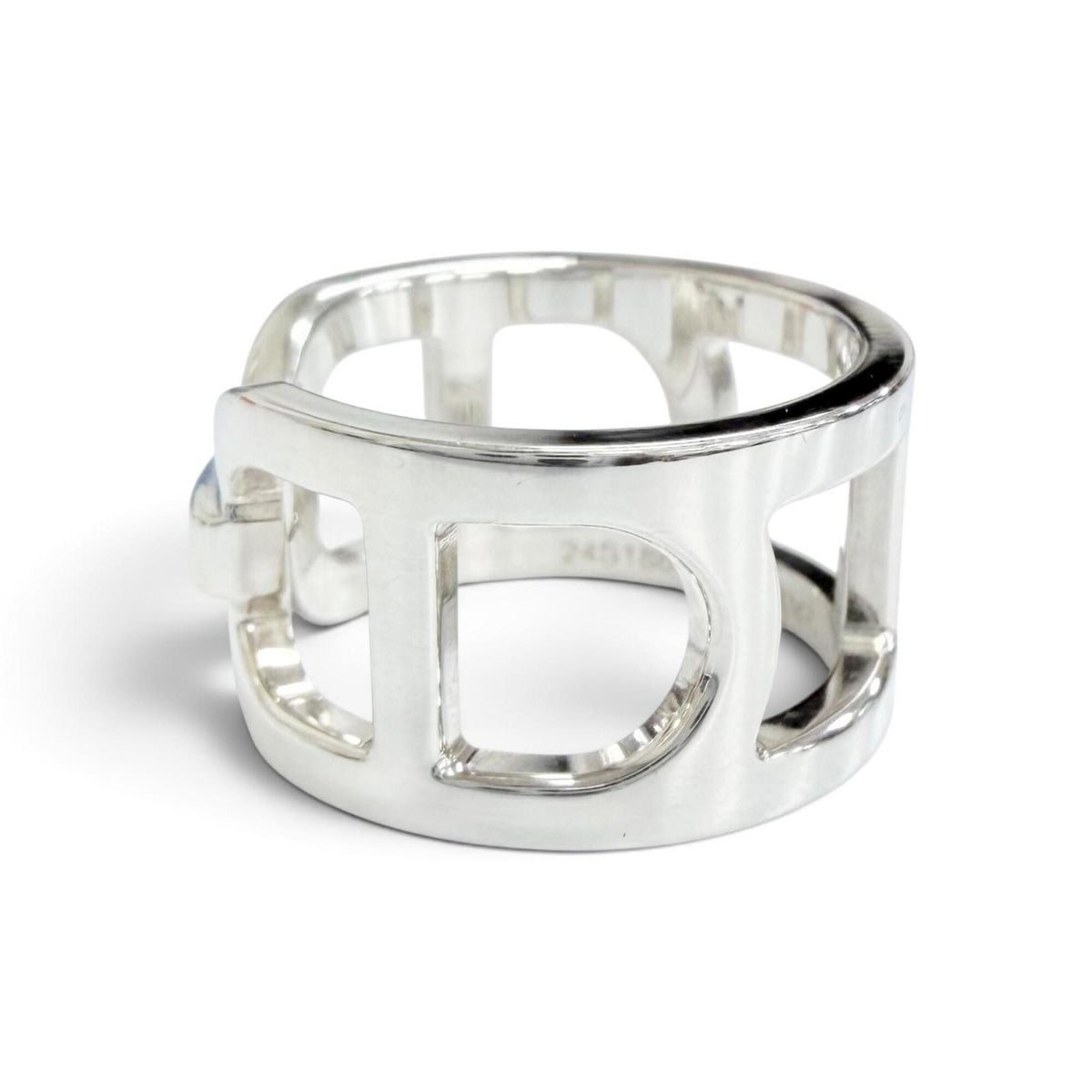 Hermes Silver Silver 925 Band Ring (Pre-Owned)