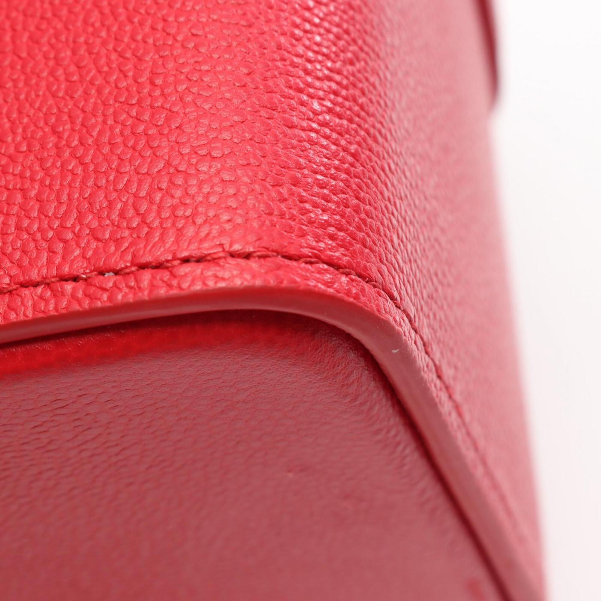 Bvlgari Red Color Leather Handbag Vanity Bag (Pre-Owned)