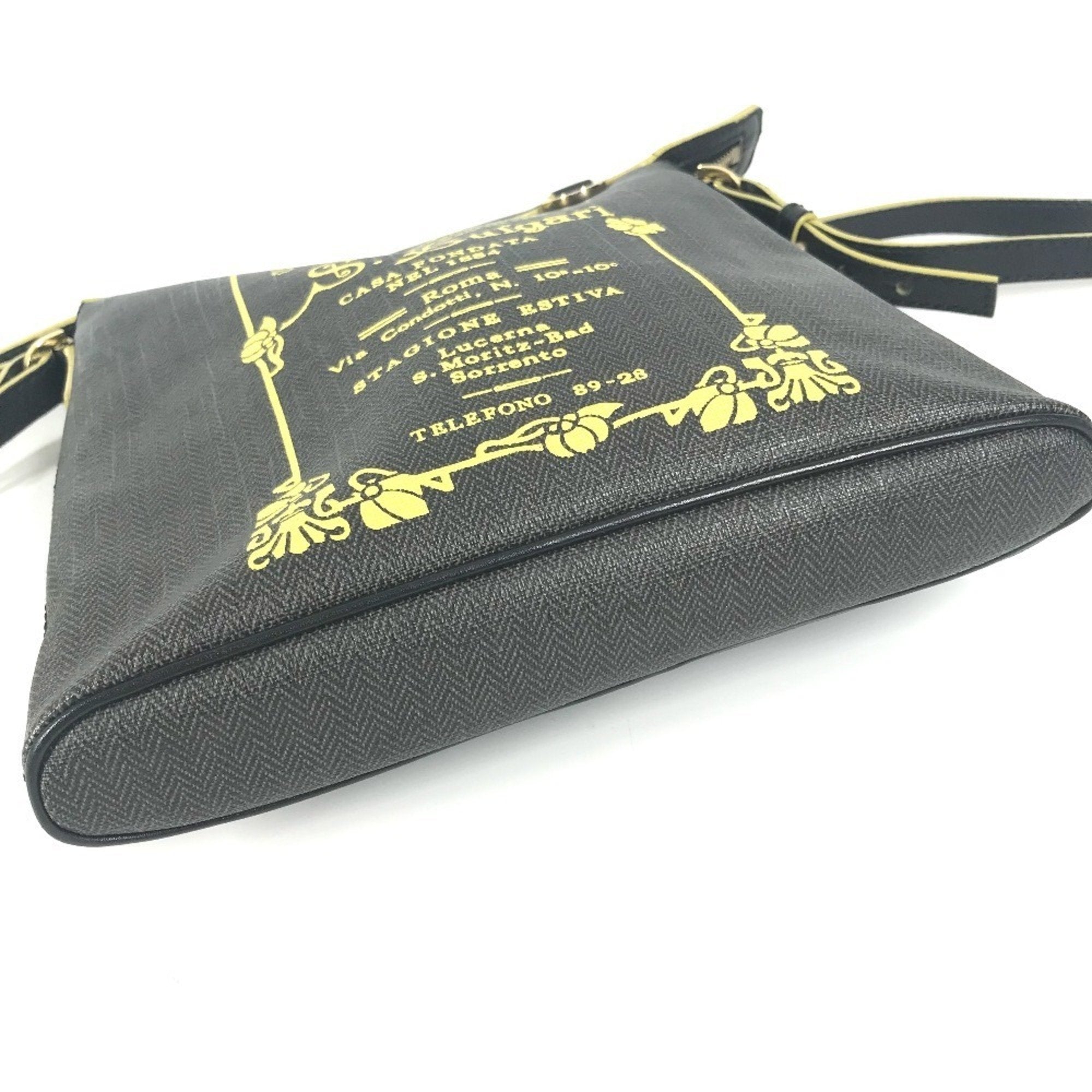Bvlgari Gray Yellow Pvc Leather Pochette Shoulder Bag (Pre-Owned)