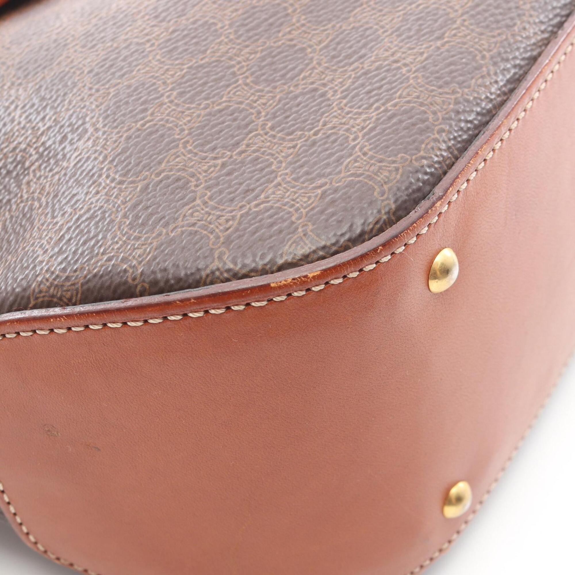 Celine Macadam Brown Coated Canvas Handbag (Pre-Owned)