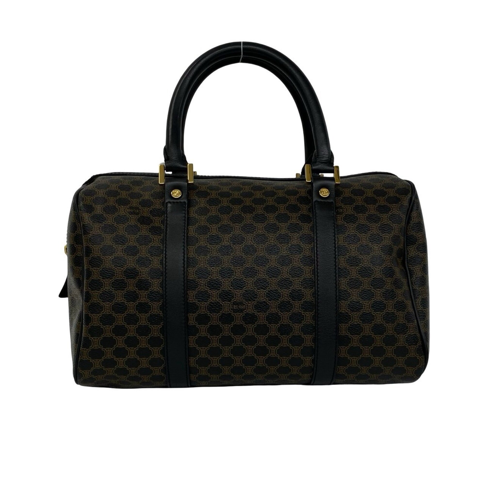 Celine Brown Leather Pvc Boston Bag Handbag (Pre-Owned)