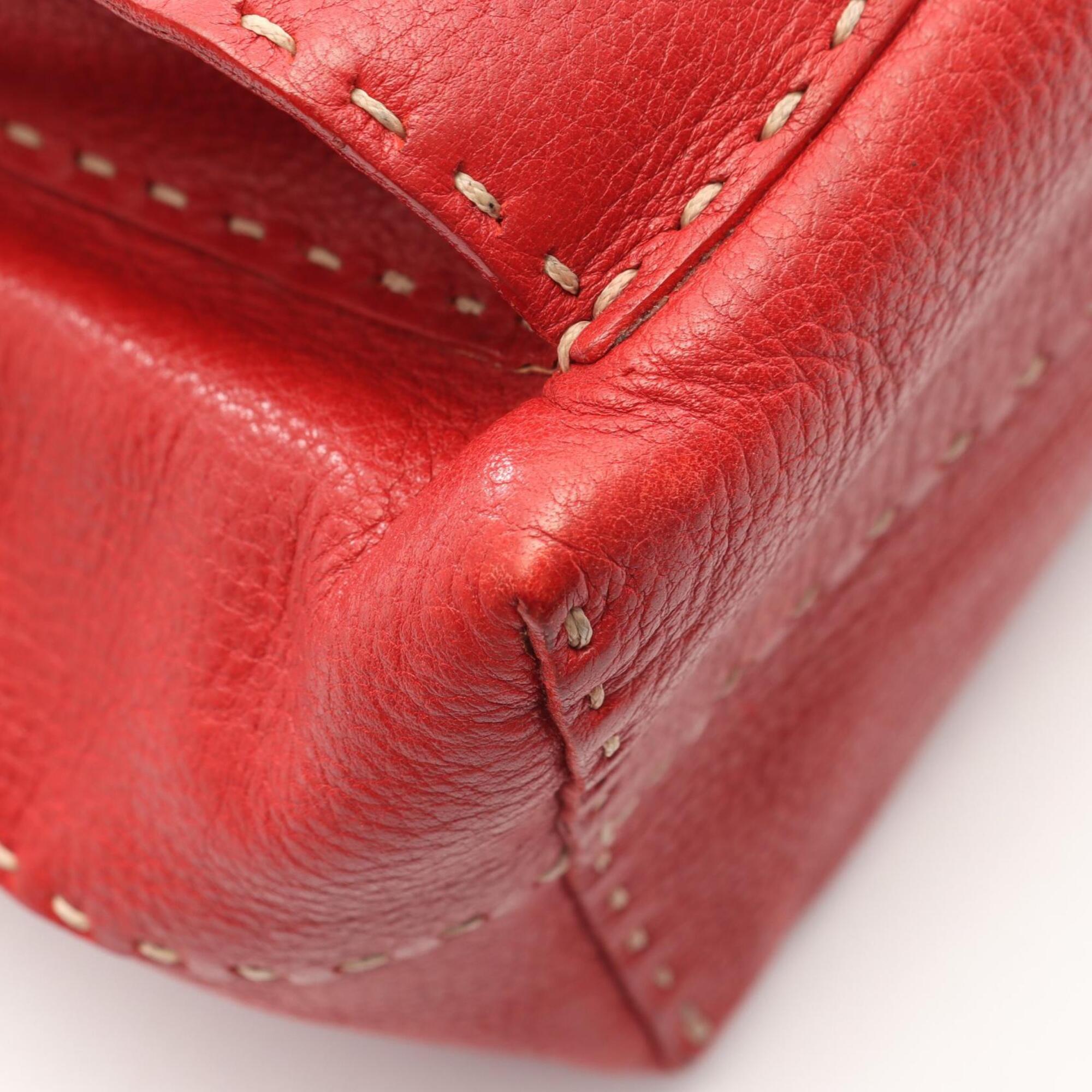 Fendi Red Color Leather Handbag Shoulder Bag (Pre-Owned)