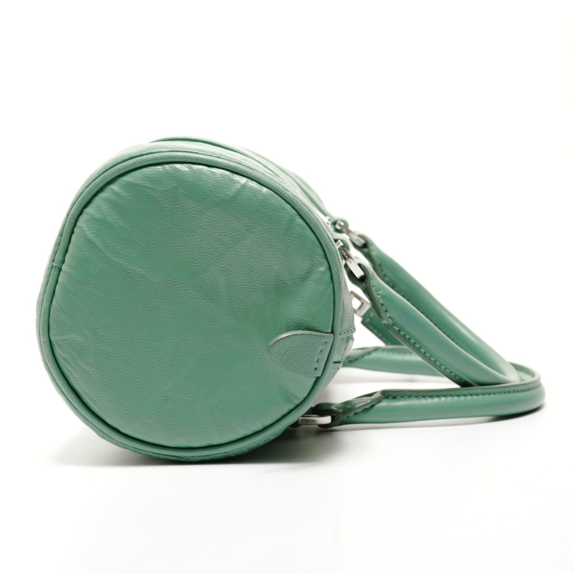 Prada Green Leather Boston Bag Shoulder Bag (Pre-Owned)