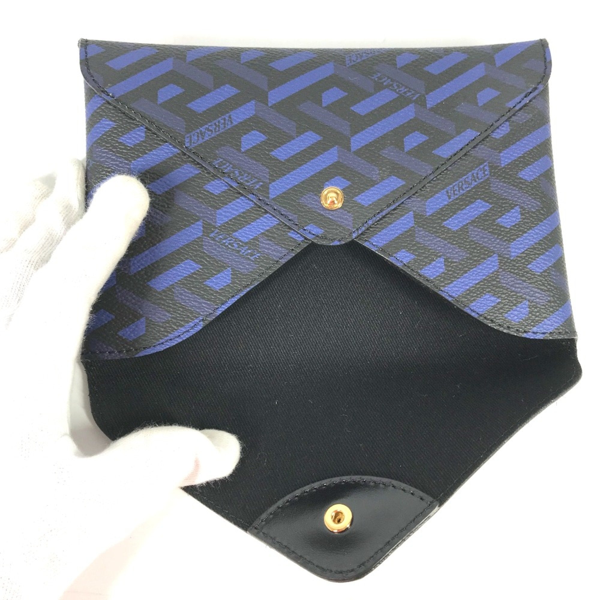 Versace Blue Leather Pouch (Pre-Owned)