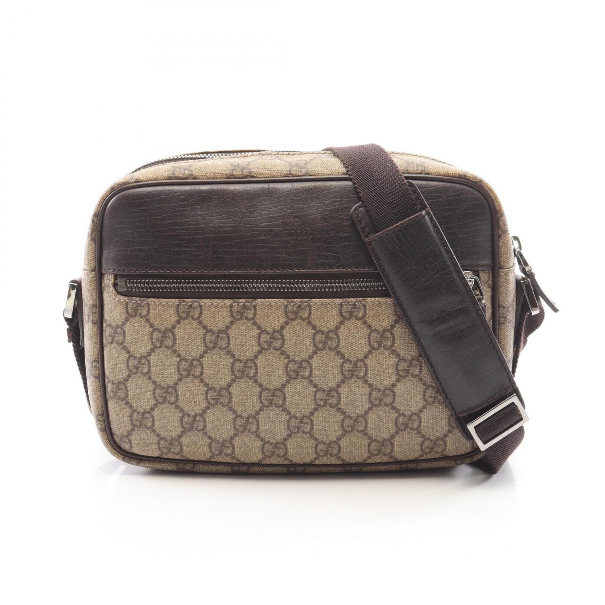 Gucci Beige Brown Pvc Coated Canvas Leather Handbag Shoulder Bag (Pre-Owned)