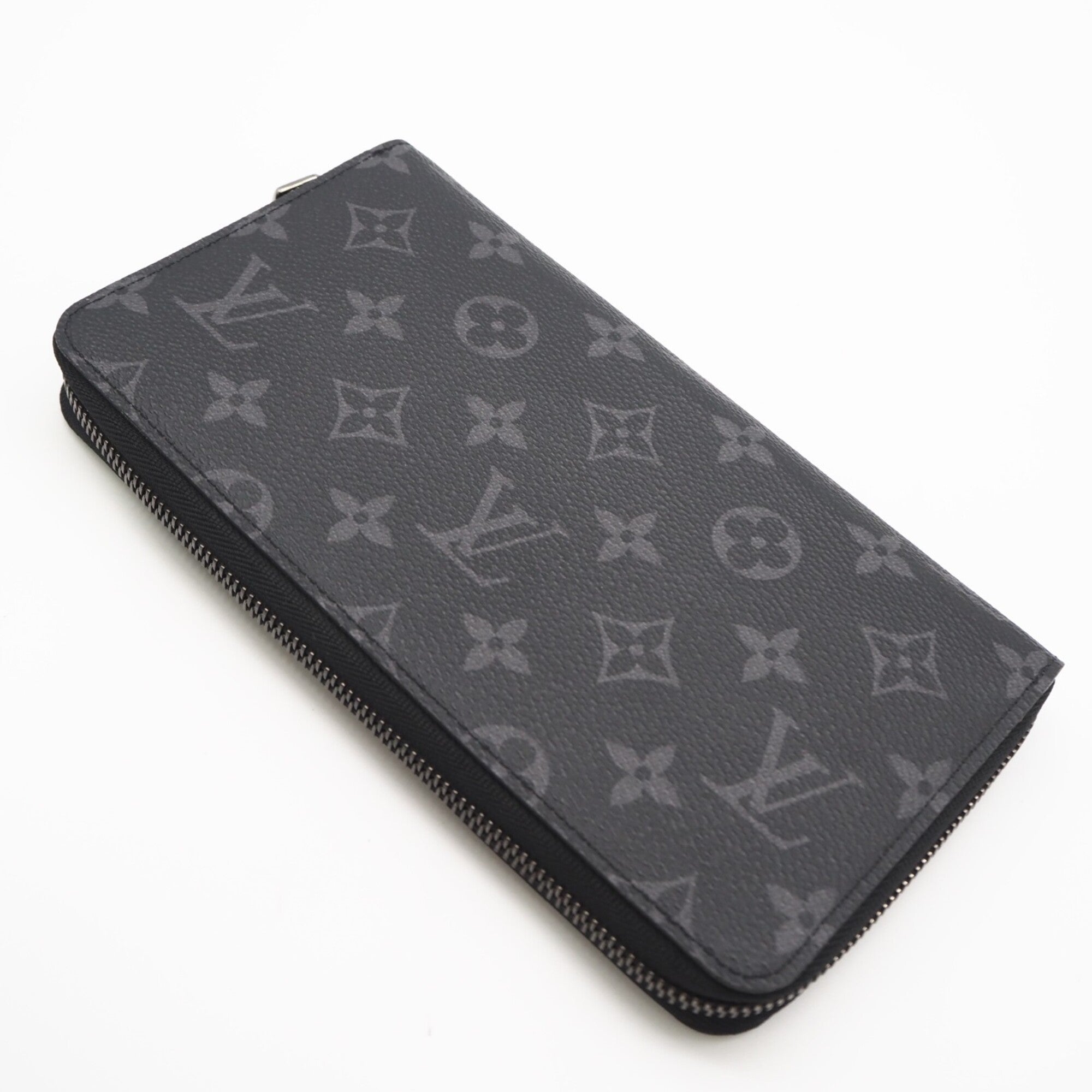 Louis Vuitton Black Gray Coated Canvas Leather Long Wallet (Bi-Fold) (Pre-Owned)
