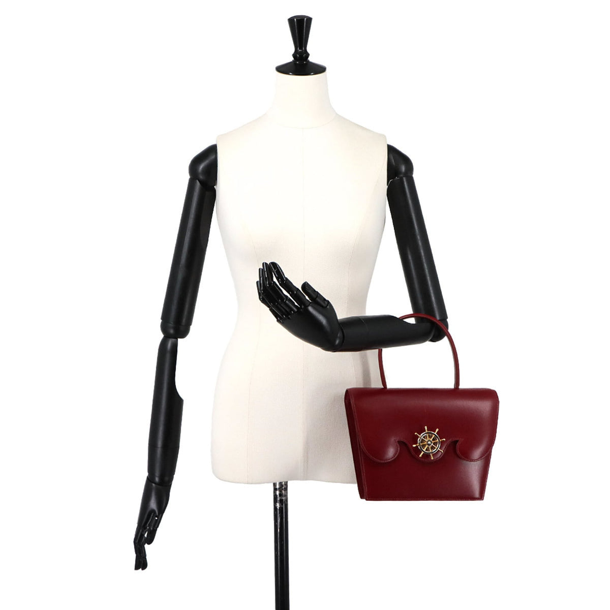 Hermes Rouge H Box Calf Leather Handbag (Pre-Owned)