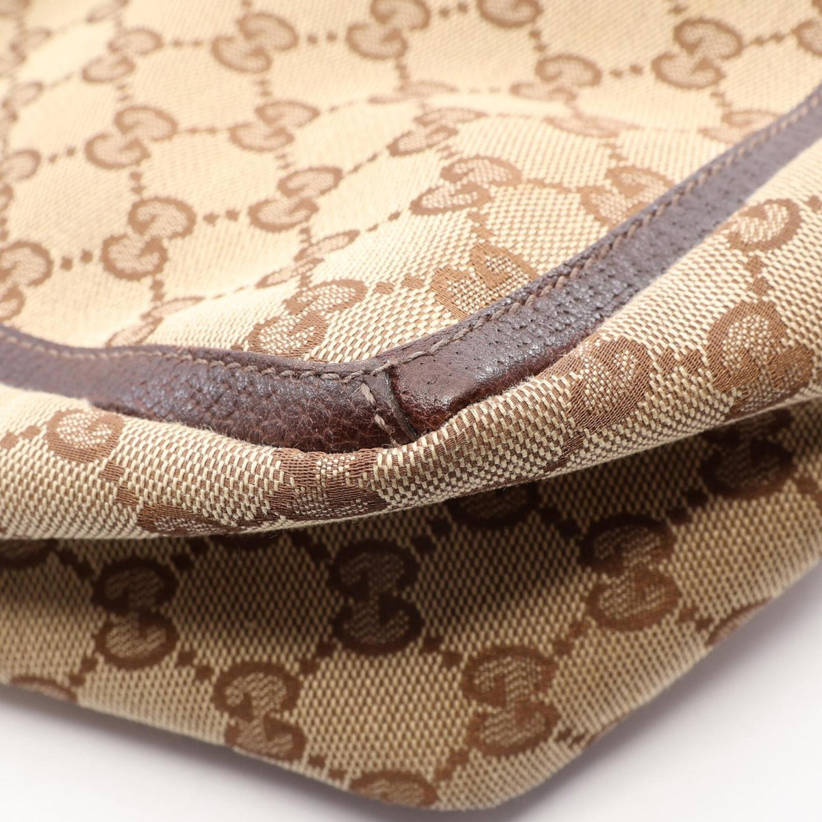 Gucci Beige Brown Canvas Leather Handbag Tote Bag (Pre-Owned)