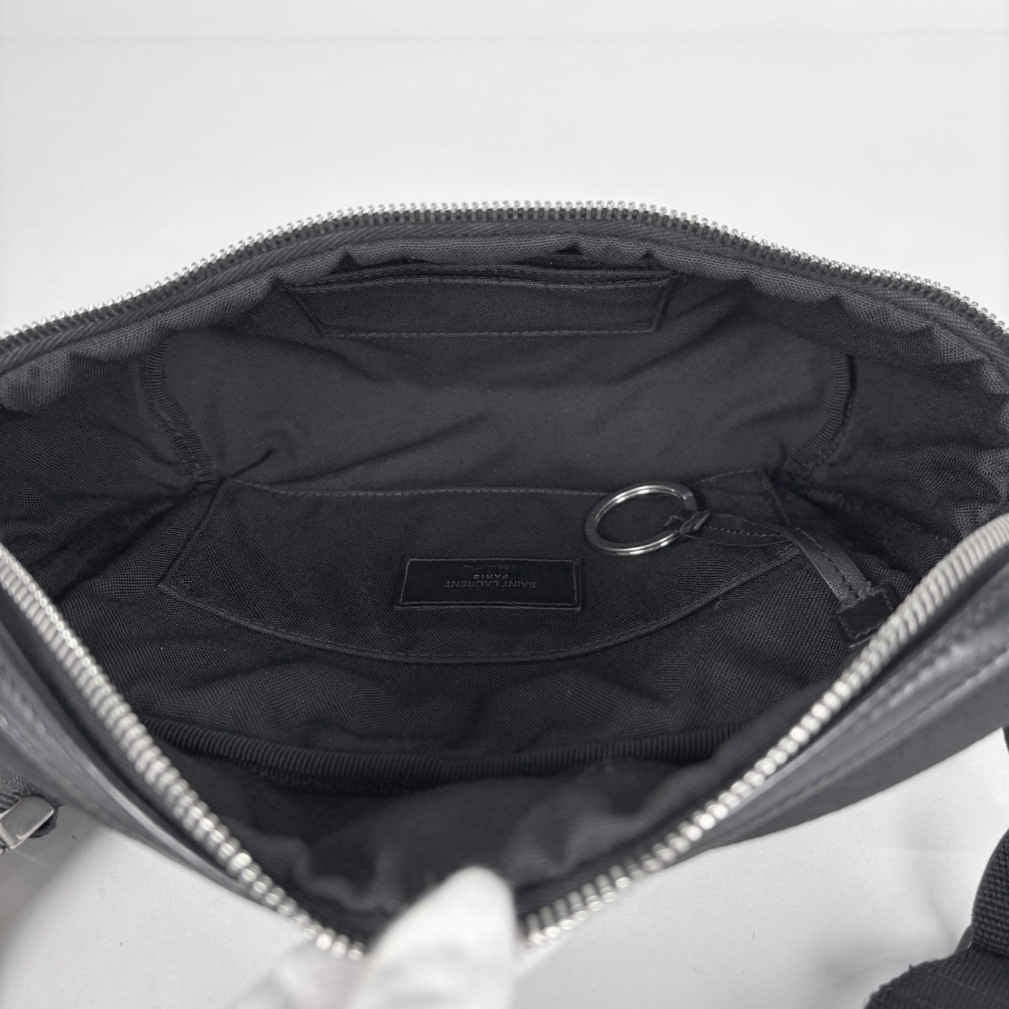 Yves Saint Laurent Black Canvas Leather Sling Bag (Pre-Owned)