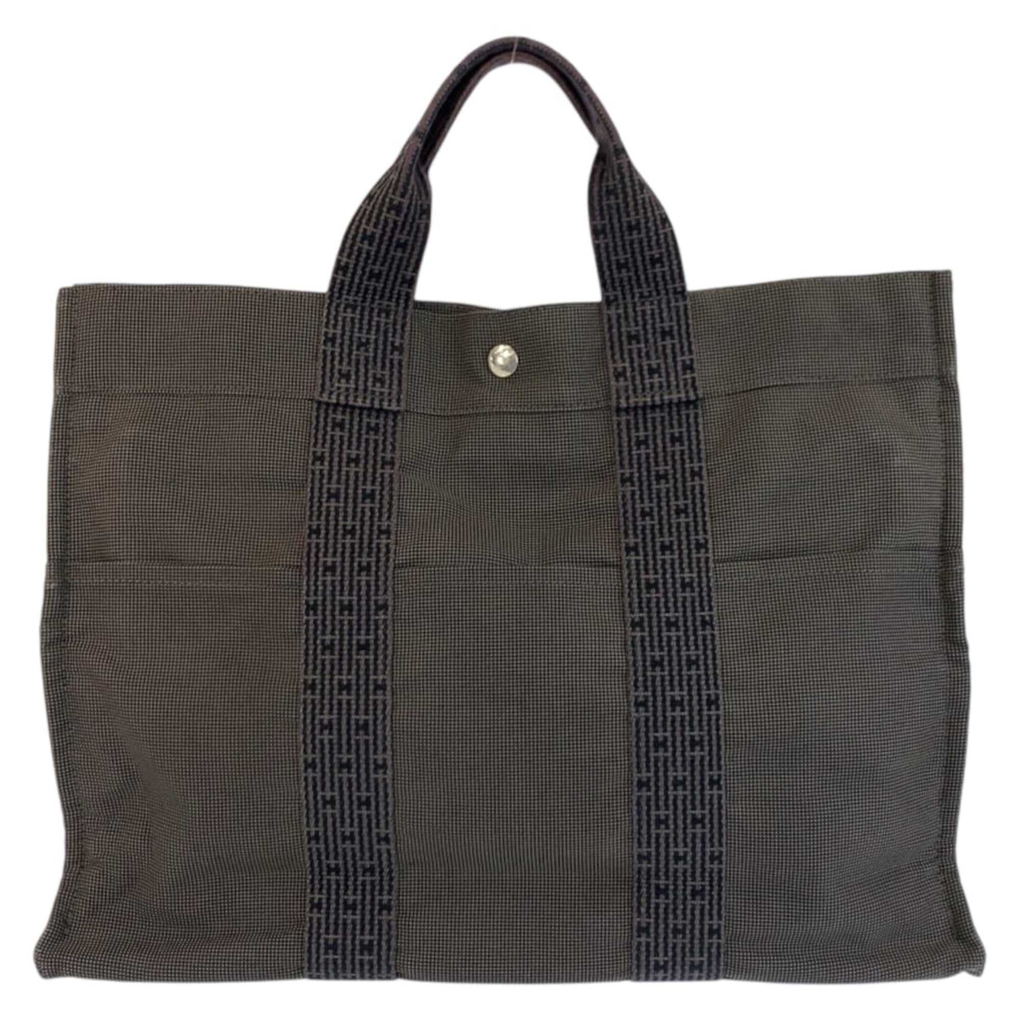 Hermes Gray Polyamide Polyester Handbag Tote Bag (Pre-Owned)