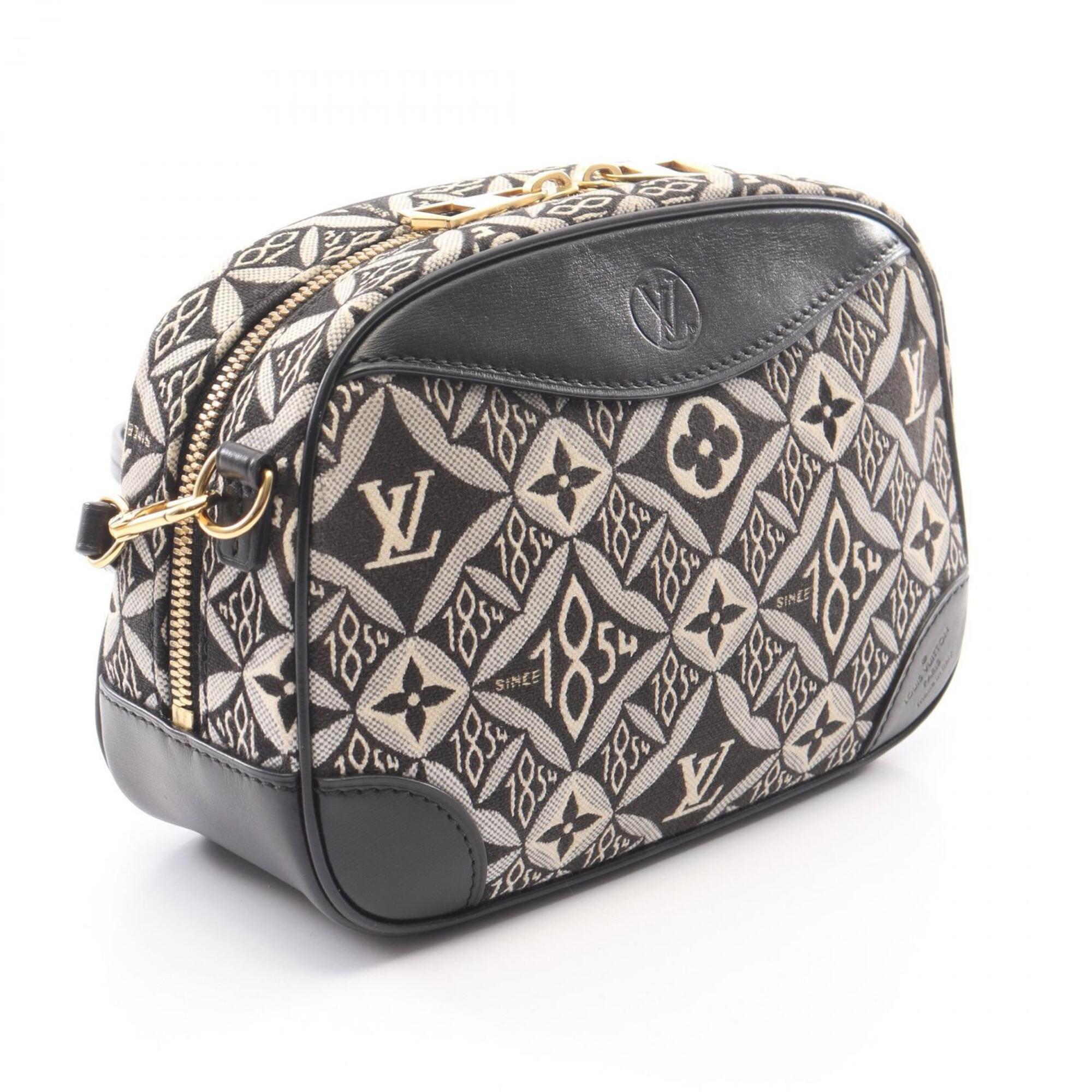 Louis Vuitton Black White Canvas Leather Handbag Shoulder Bag (Pre-Owned)