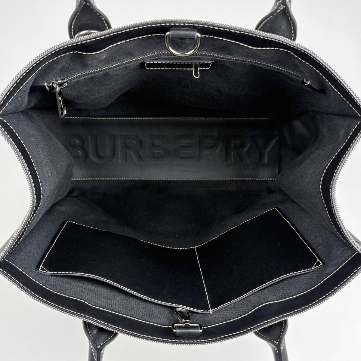 Burberry Black Canvas Leather Tote Bag (Pre-Owned)