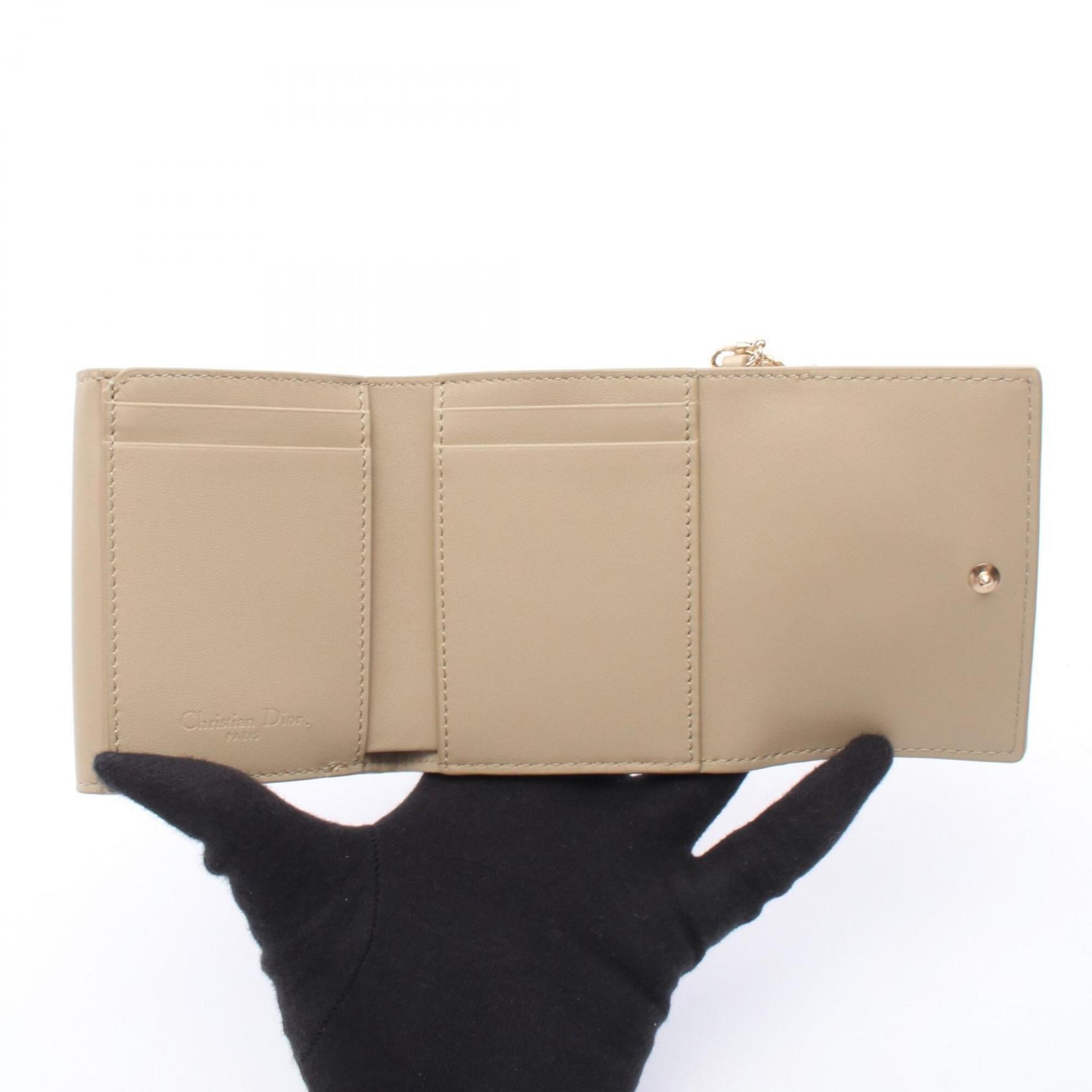 Christian Dior Gold Leather Wallet (Tri-Fold) (Pre-Owned)