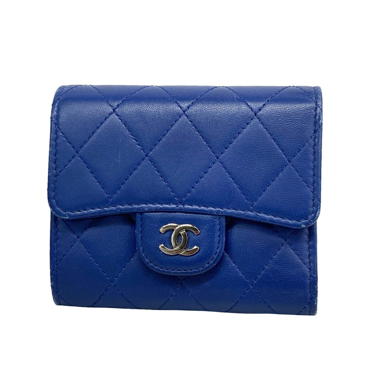 Chanel Blue Leather Wallet (Tri-Fold) (Pre-Owned)