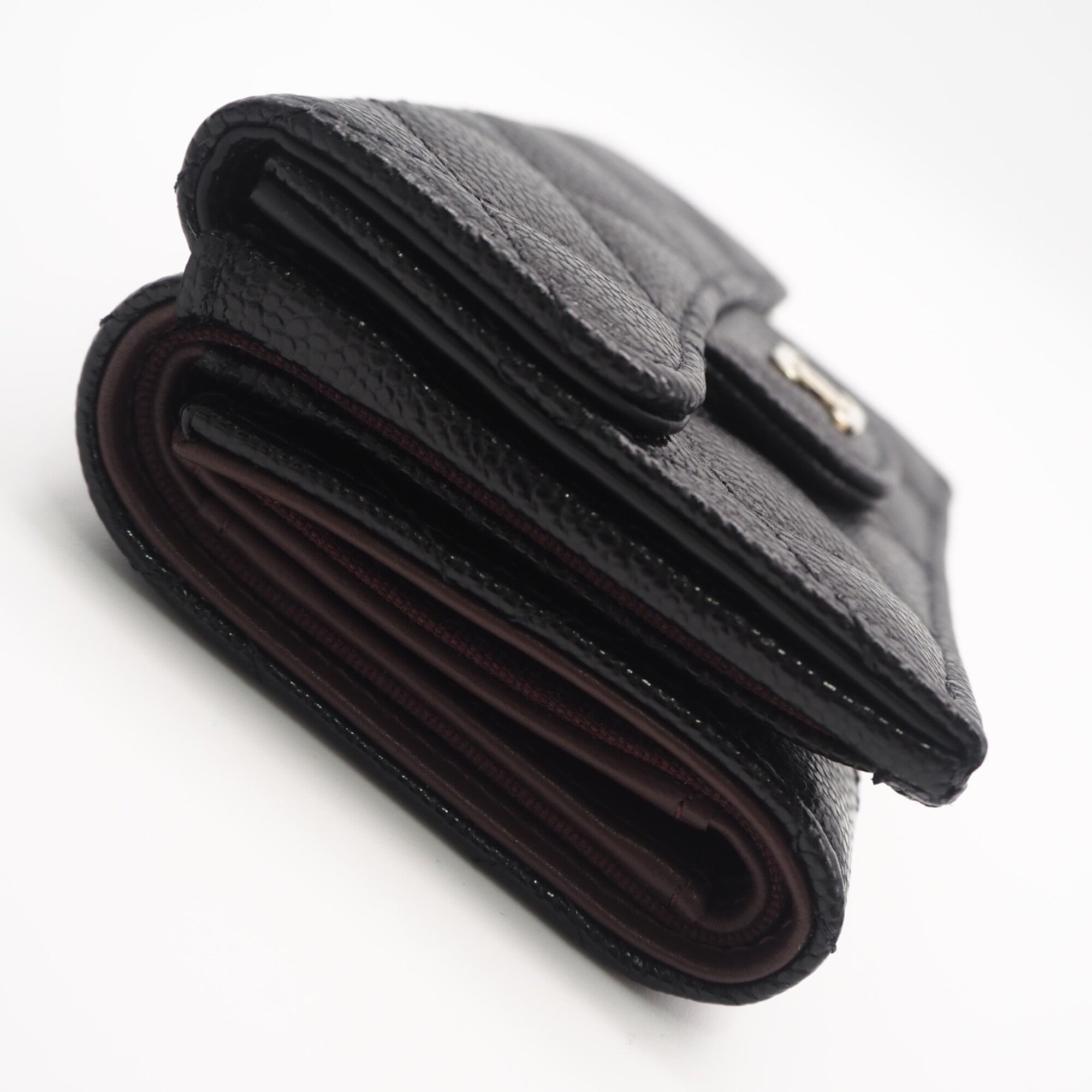 Chanel Matelasse Black Grained Calfskin Wallet (Tri-Fold) (Pre-Owned)