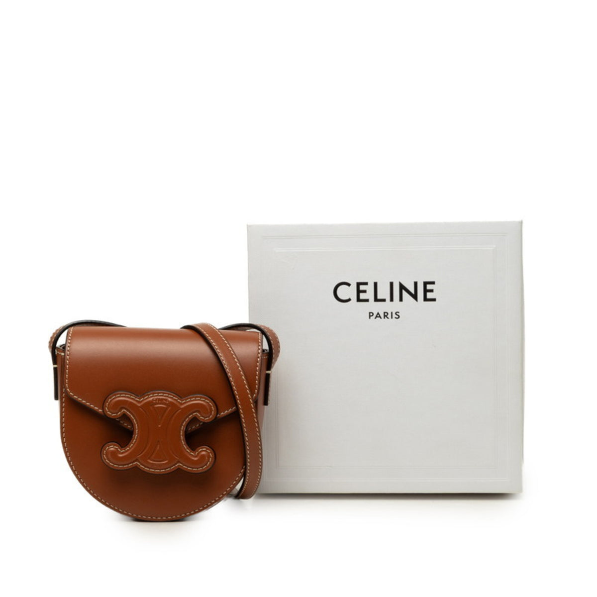 Celine Brown Leather Pochette Shoulder Bag (Pre-Owned)