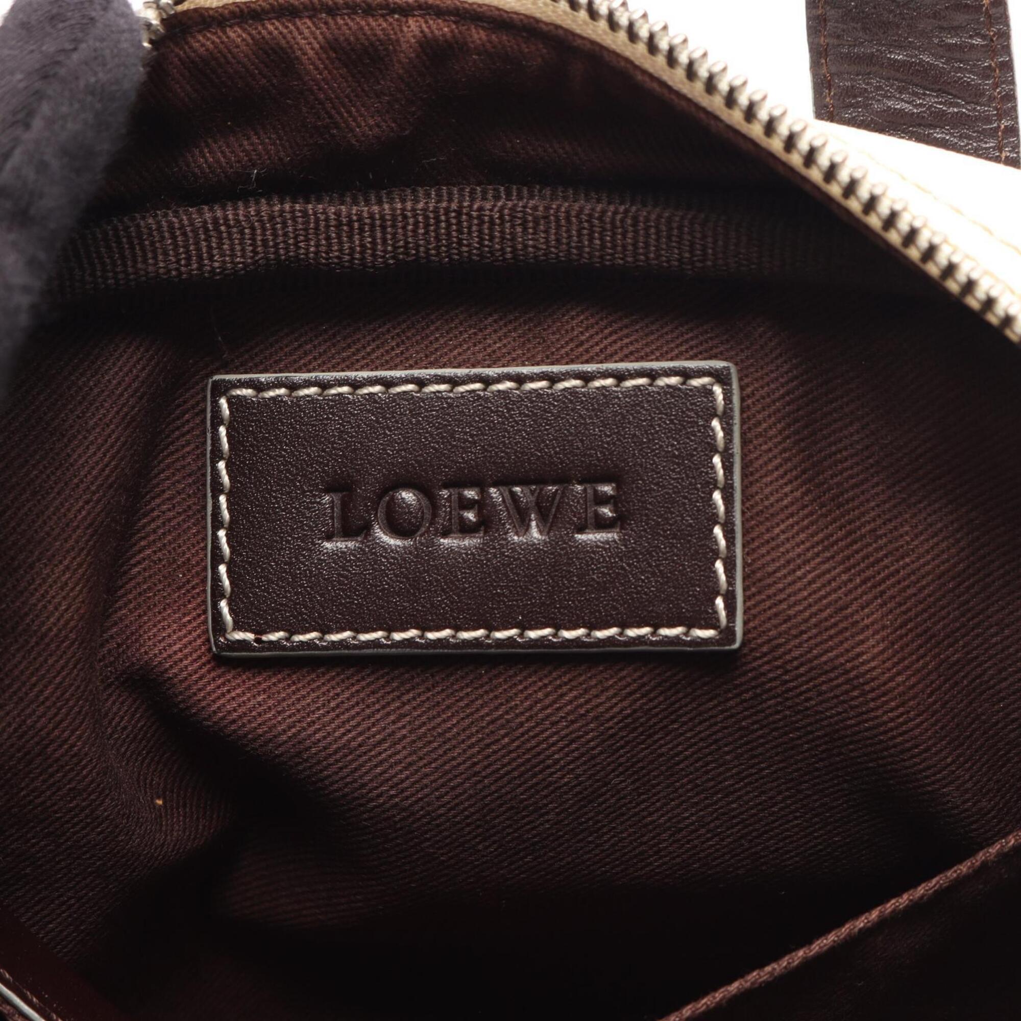 Loewe Brown White Coated Canvas Leather Handbag (Pre-Owned)