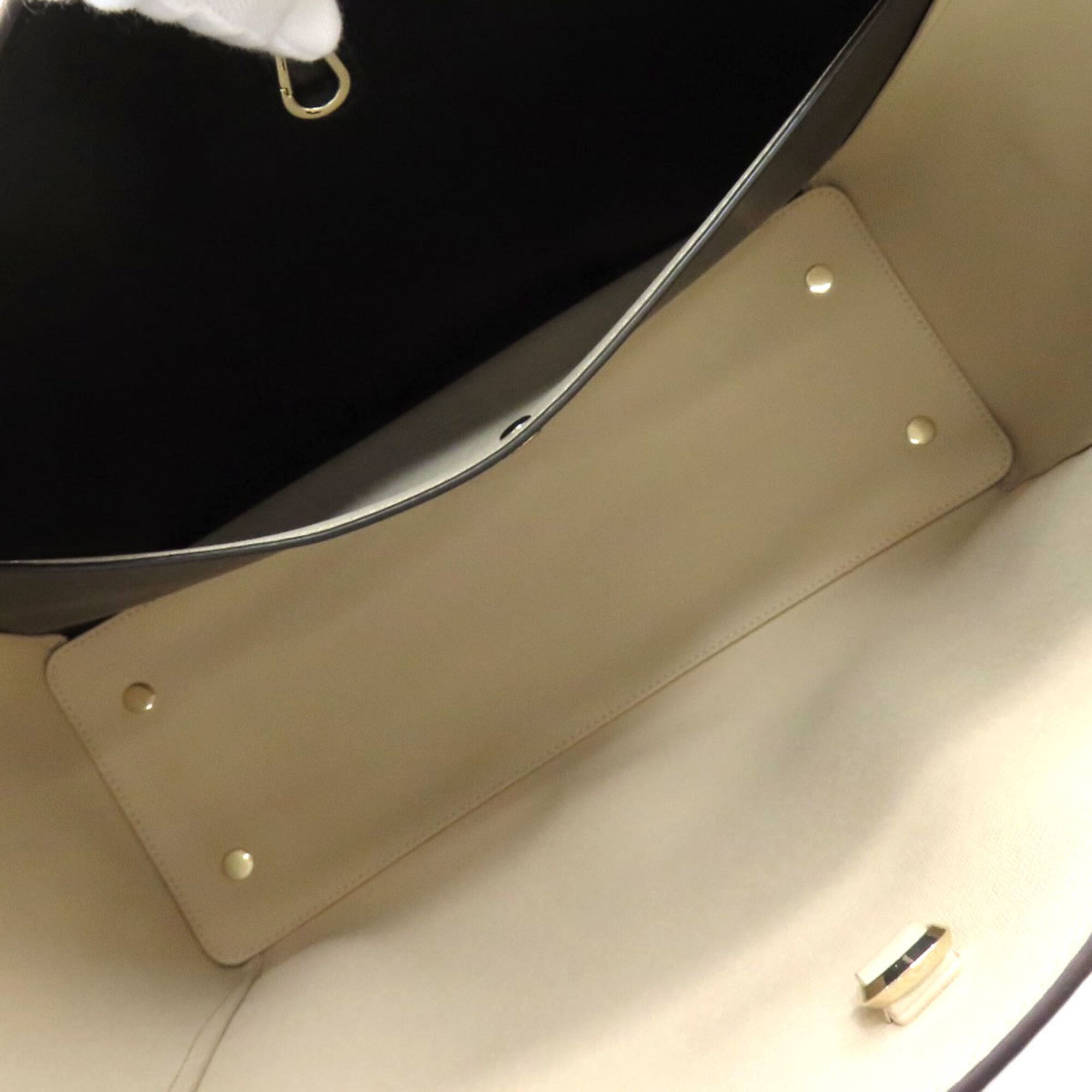 Kate Spade Black Khaki Leather Tote Bag (Pre-Owned)