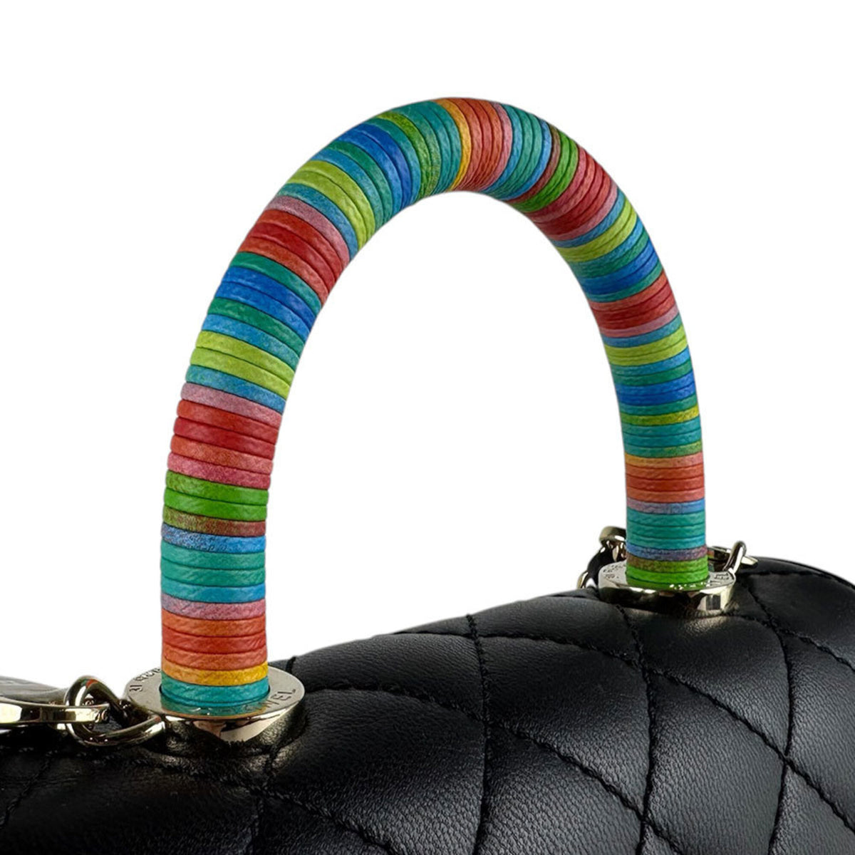 Chanel Black Multi-Color Leather Handbag Shoulder Bag (Pre-Owned)