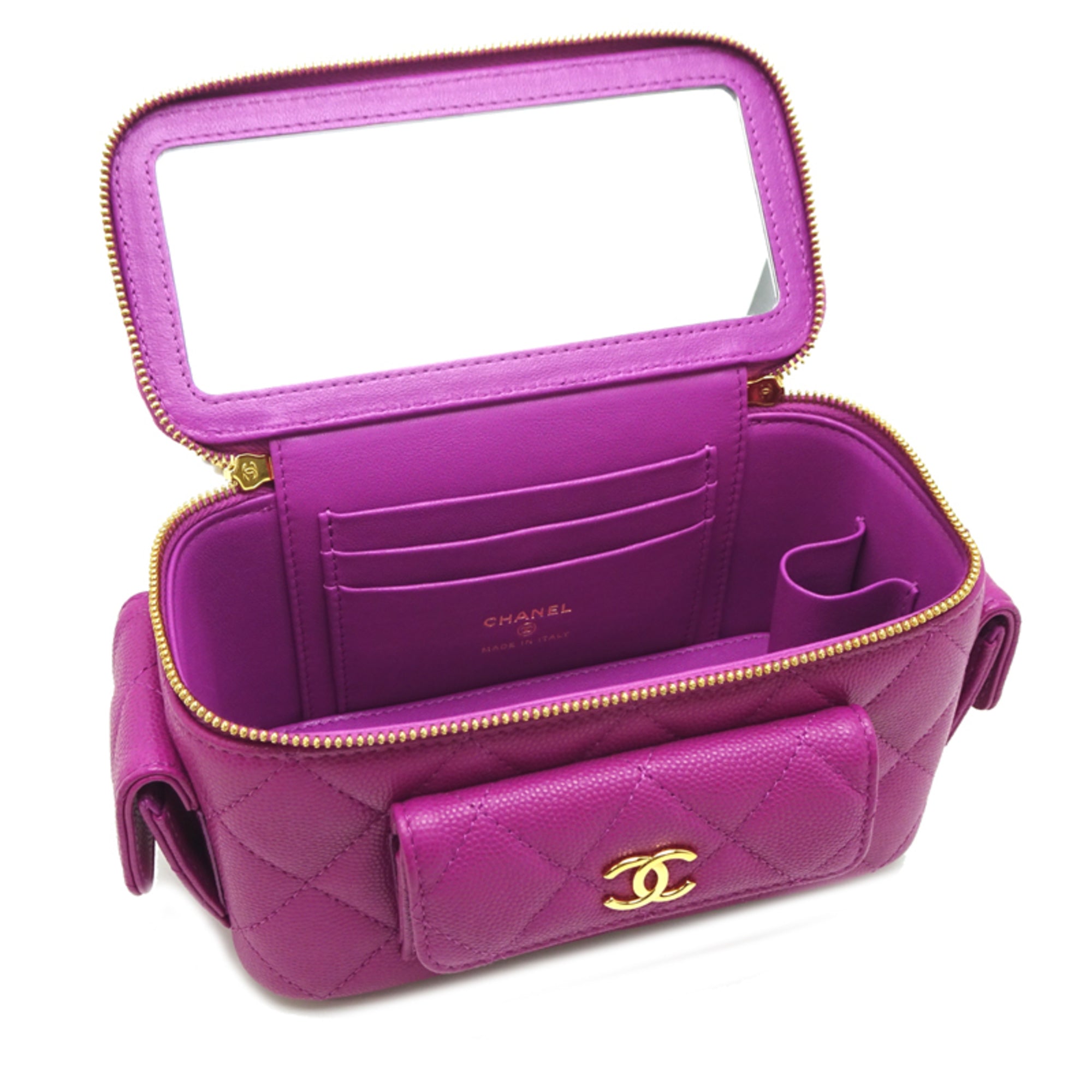 Chanel Purple Grained Calfskin Shoulder Bag (Pre-Owned)