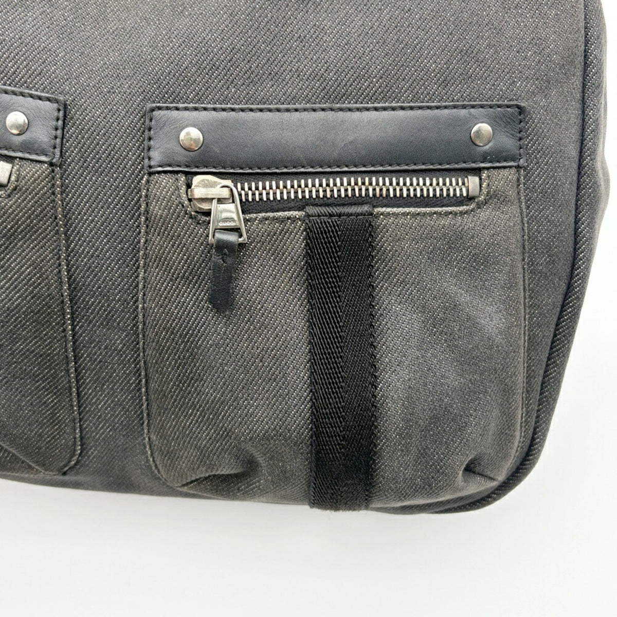 Gucci Black Denim Leather Shoulder Bag (Pre-Owned)