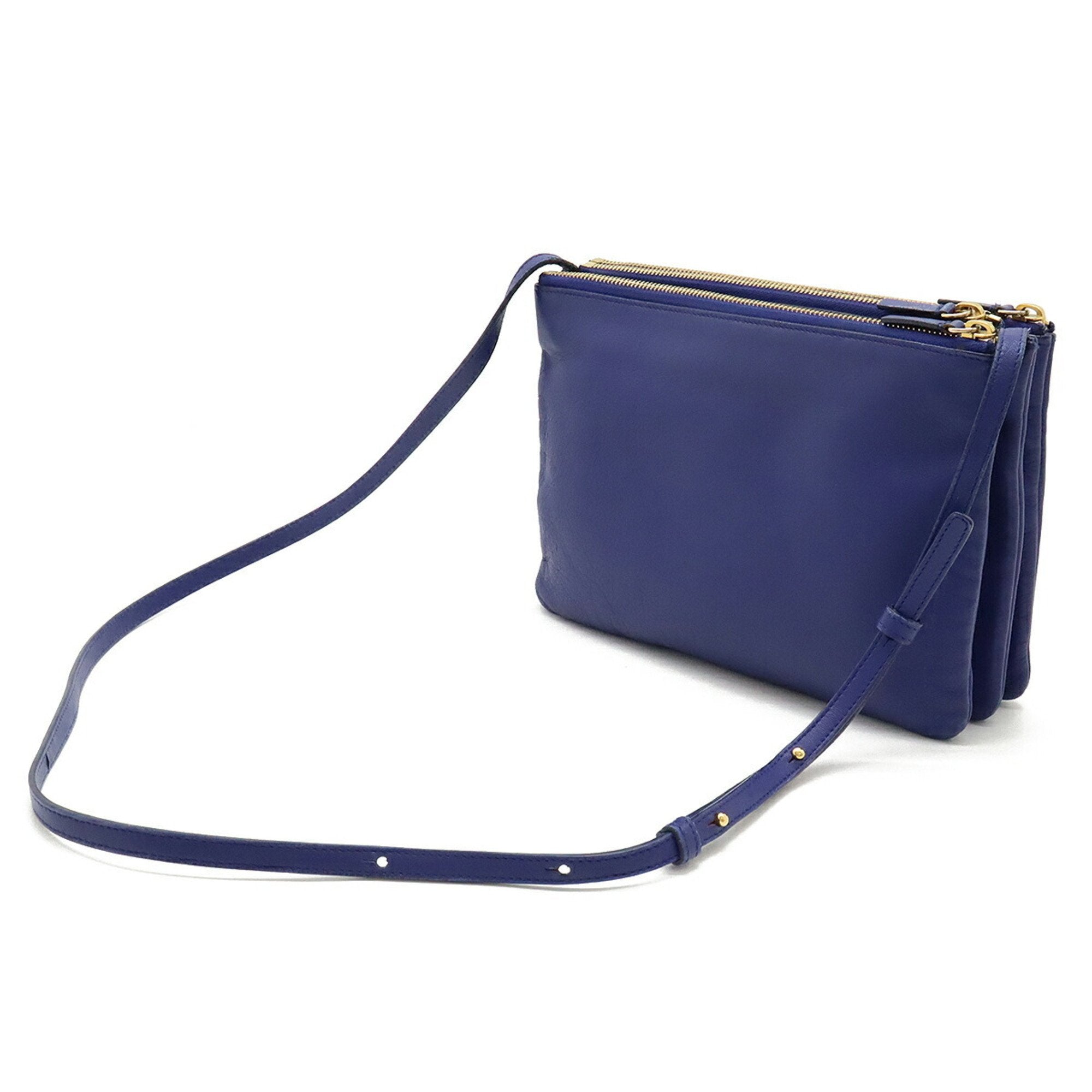 Celine Blue Leather Pochette Pouch Shoulder Bag (Pre-Owned)