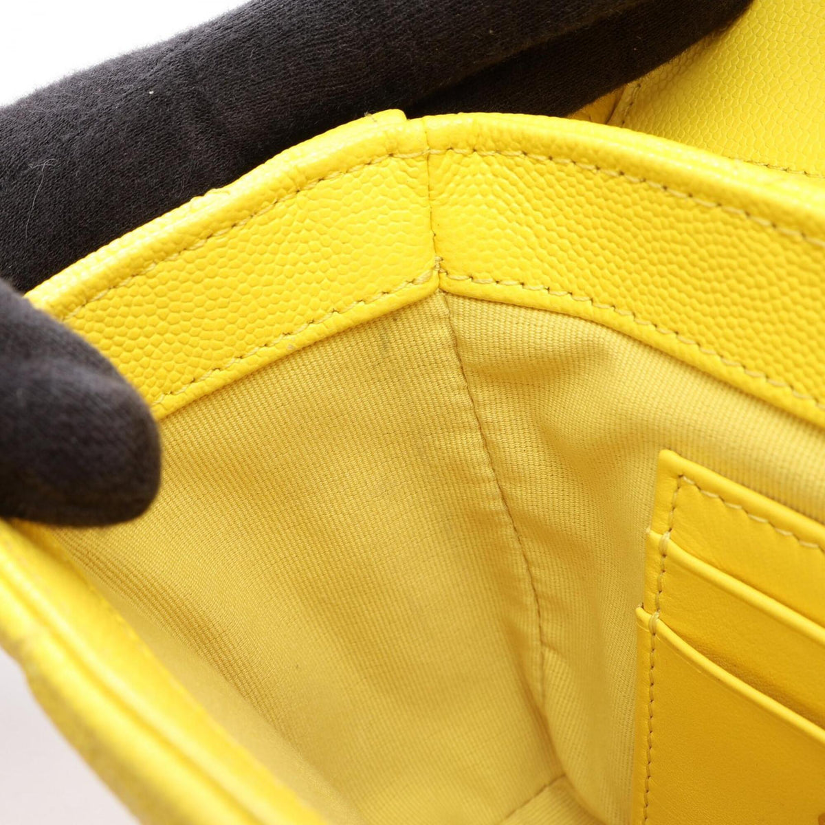 Chanel Matelasse Yellow Grained Calfskin Handbag Shoulder Bag Vanity Bag (Pre-Owned)