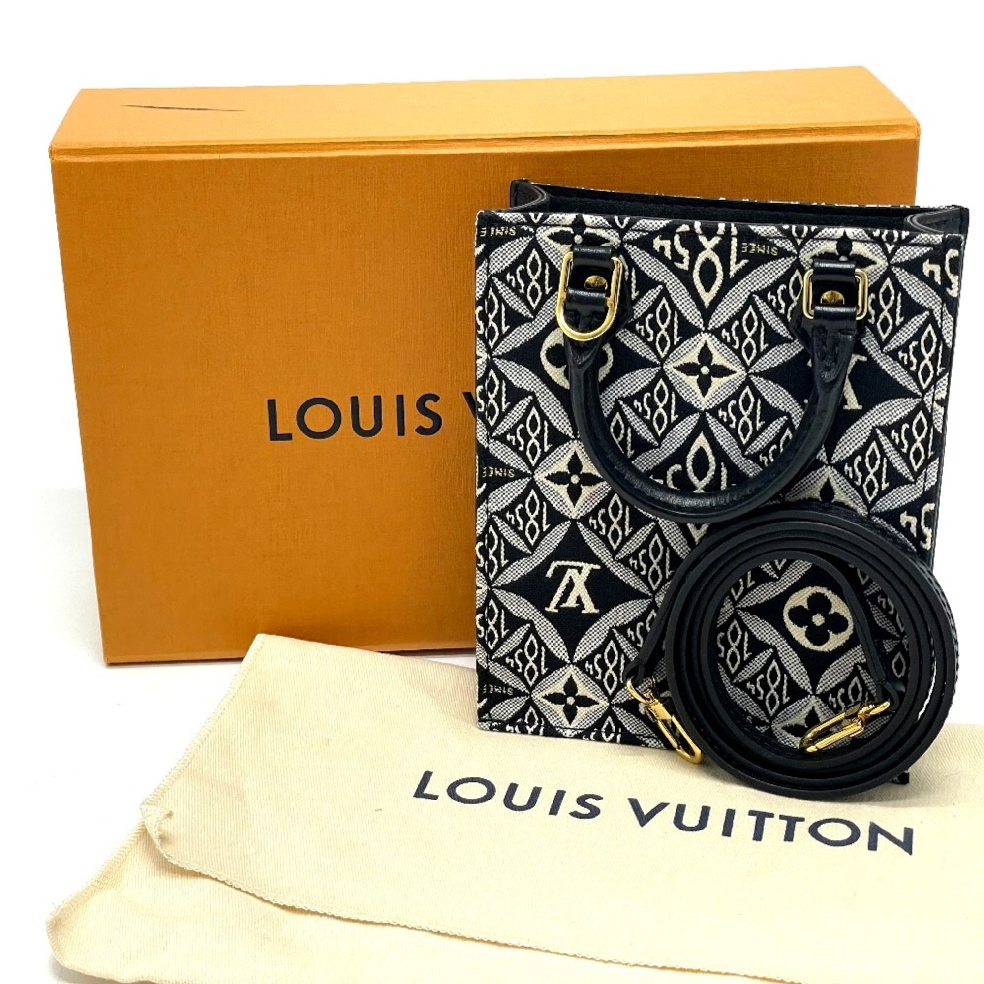 Louis Vuitton Black Blue Jacquard Handbag (Pre-Owned)