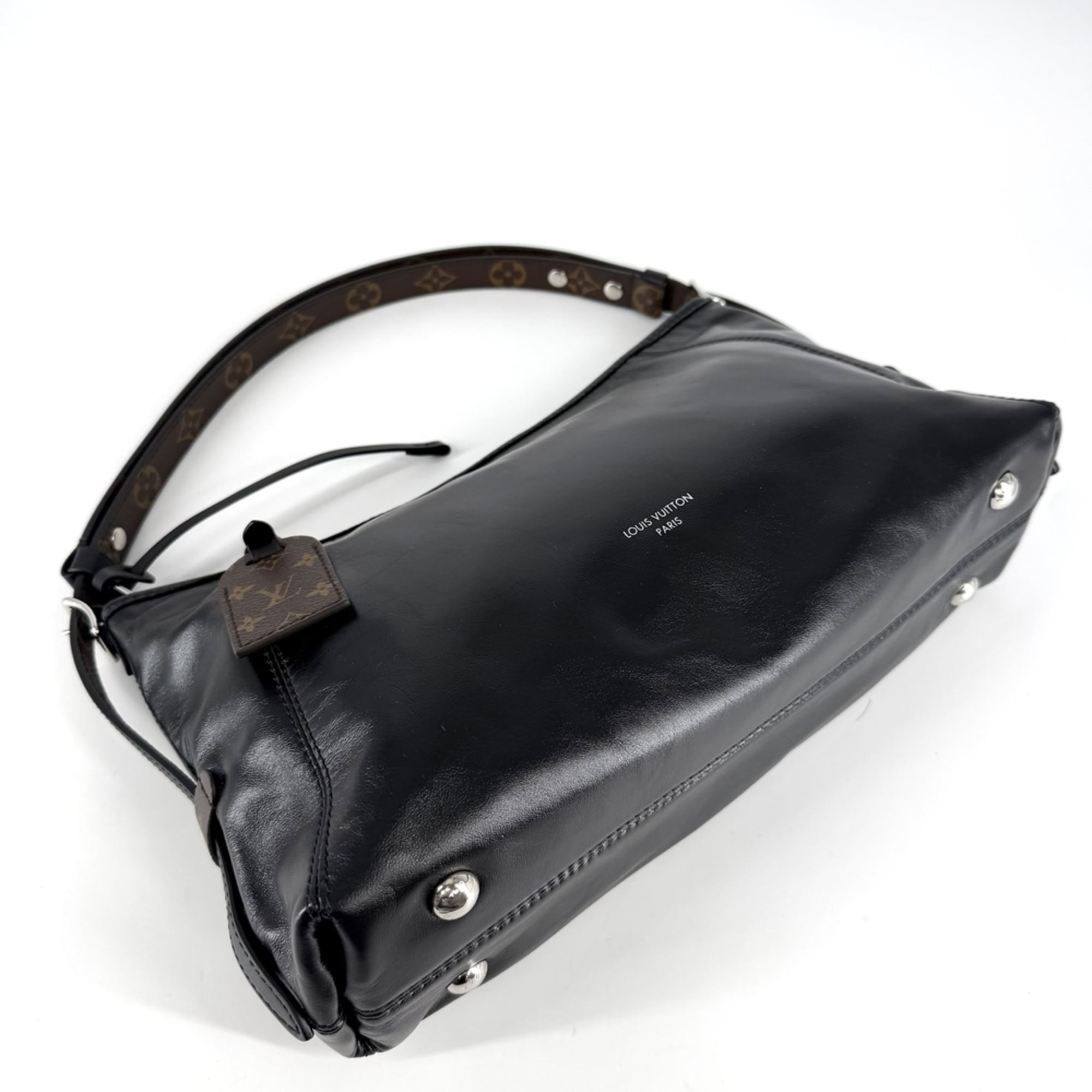 Louis Vuitton Black Monogram Or White Leather Handbag Shoulder Bag (Pre-Owned)
