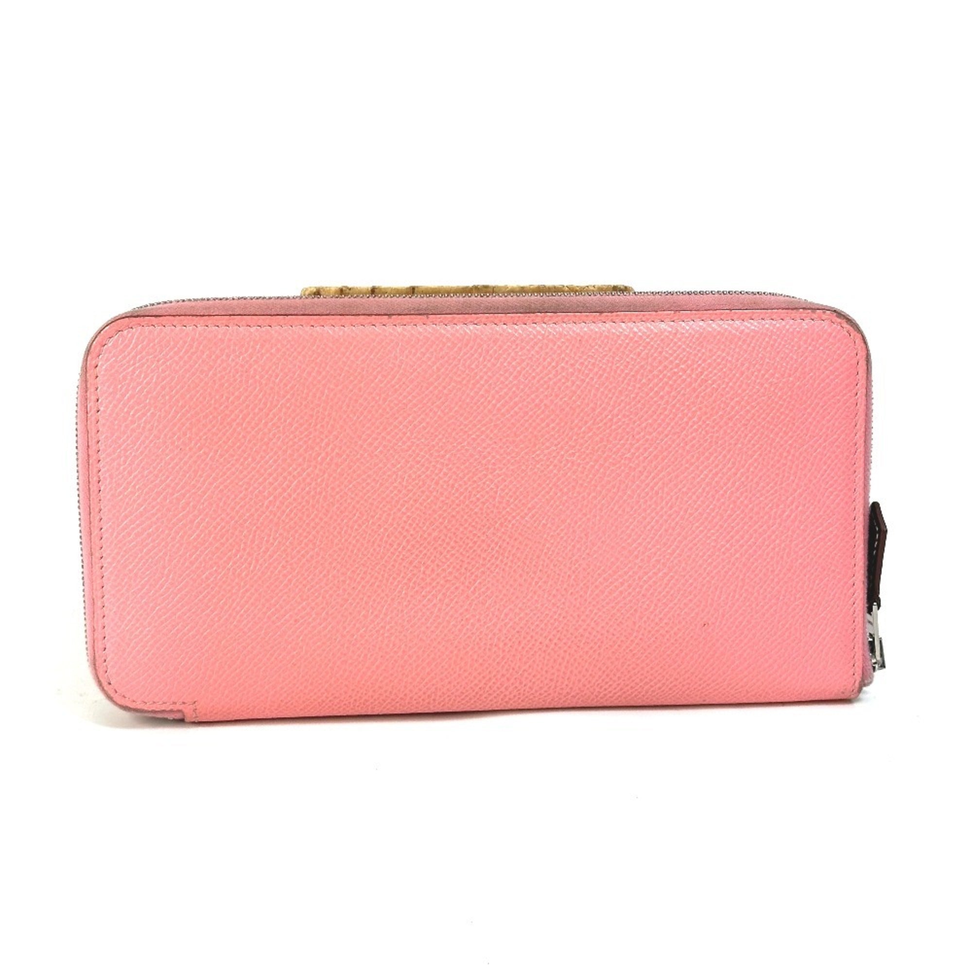Hermes Silk'in Pink Epsom Leather Long Wallet (Bi-Fold) (Pre-Owned)
