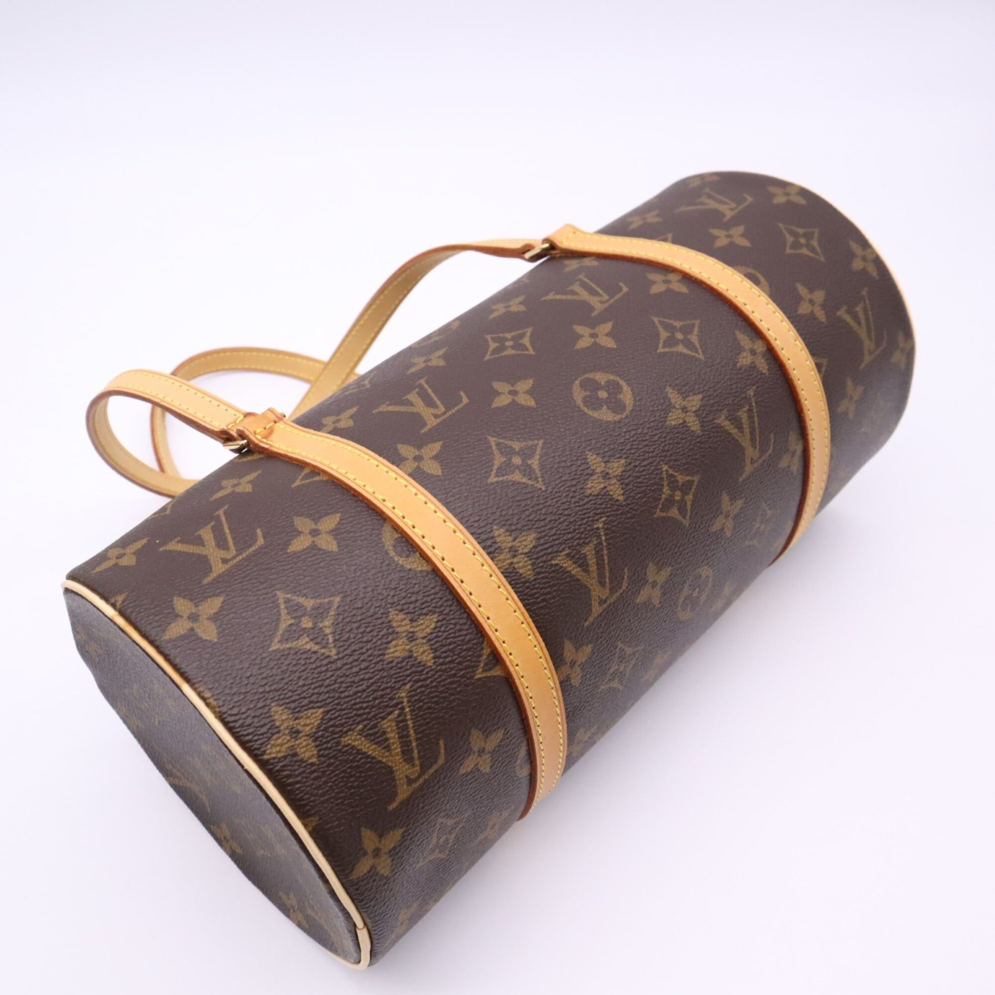 Louis Vuitton Monogram Beige Brown Coated Canvas Leather Handbag (Pre-Owned)